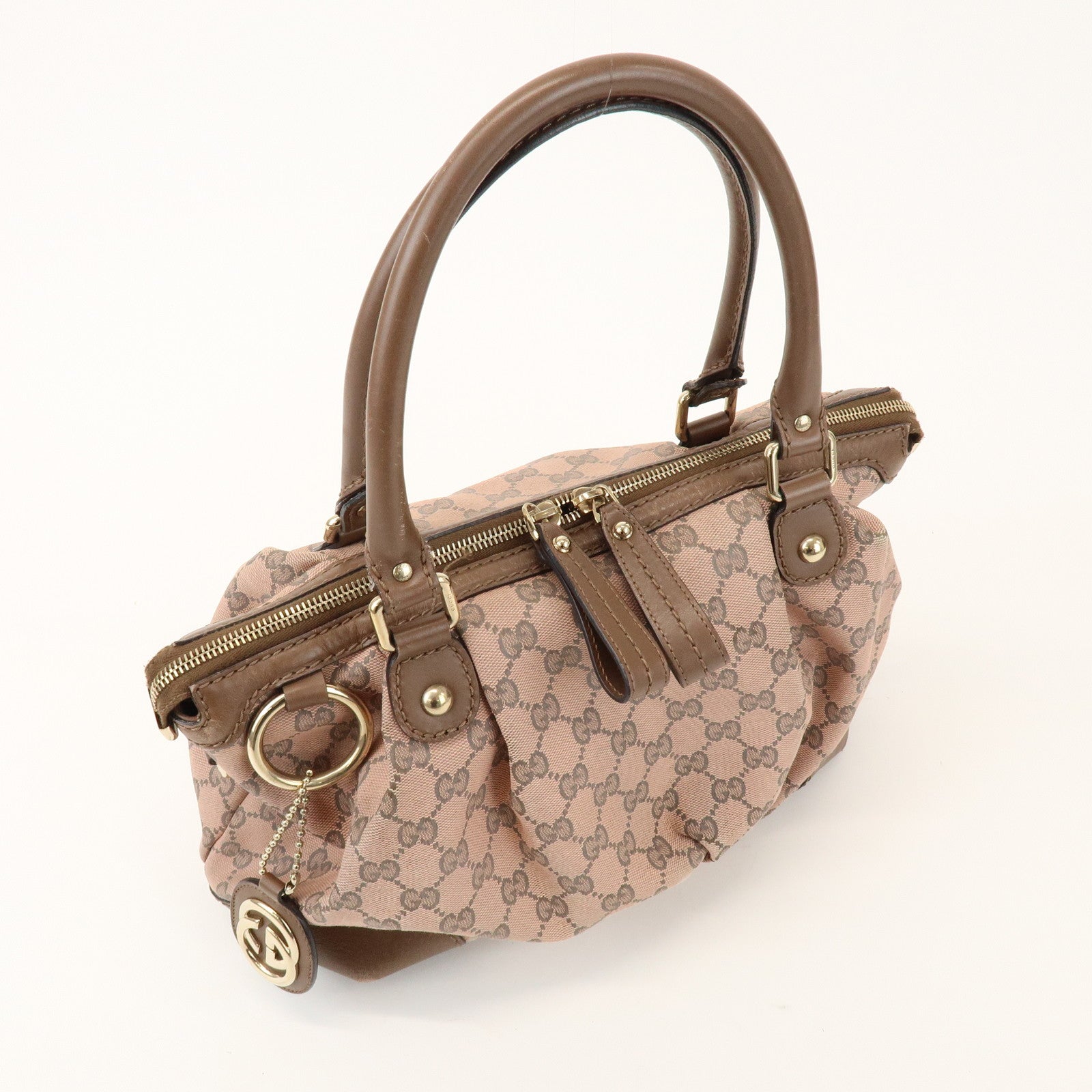 GUCCI Sukey Interlocking G GG Canvas Leather 2Way Bag Pink 247902
