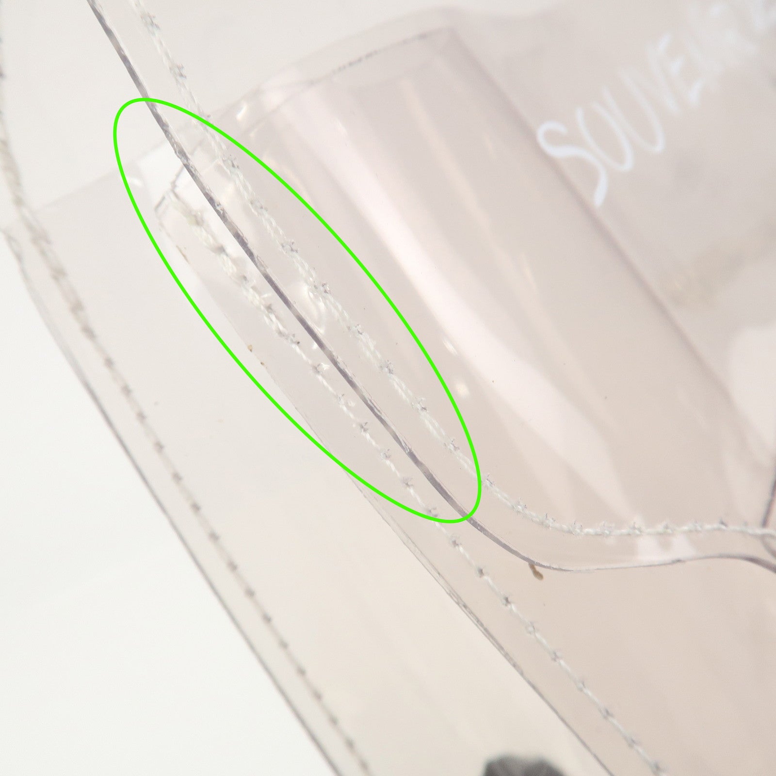 HERMES Kelly Vinyl Hand Bag Clear Transparent White Gold