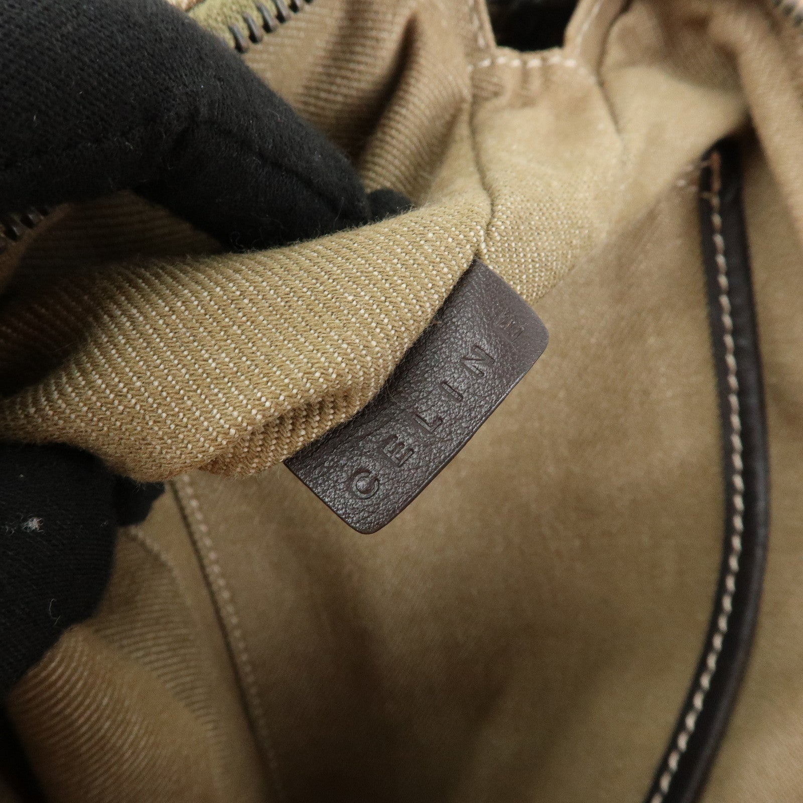 CELINE Macadam Canvas Leather Shoulder Bag Crossbody Bag Brown