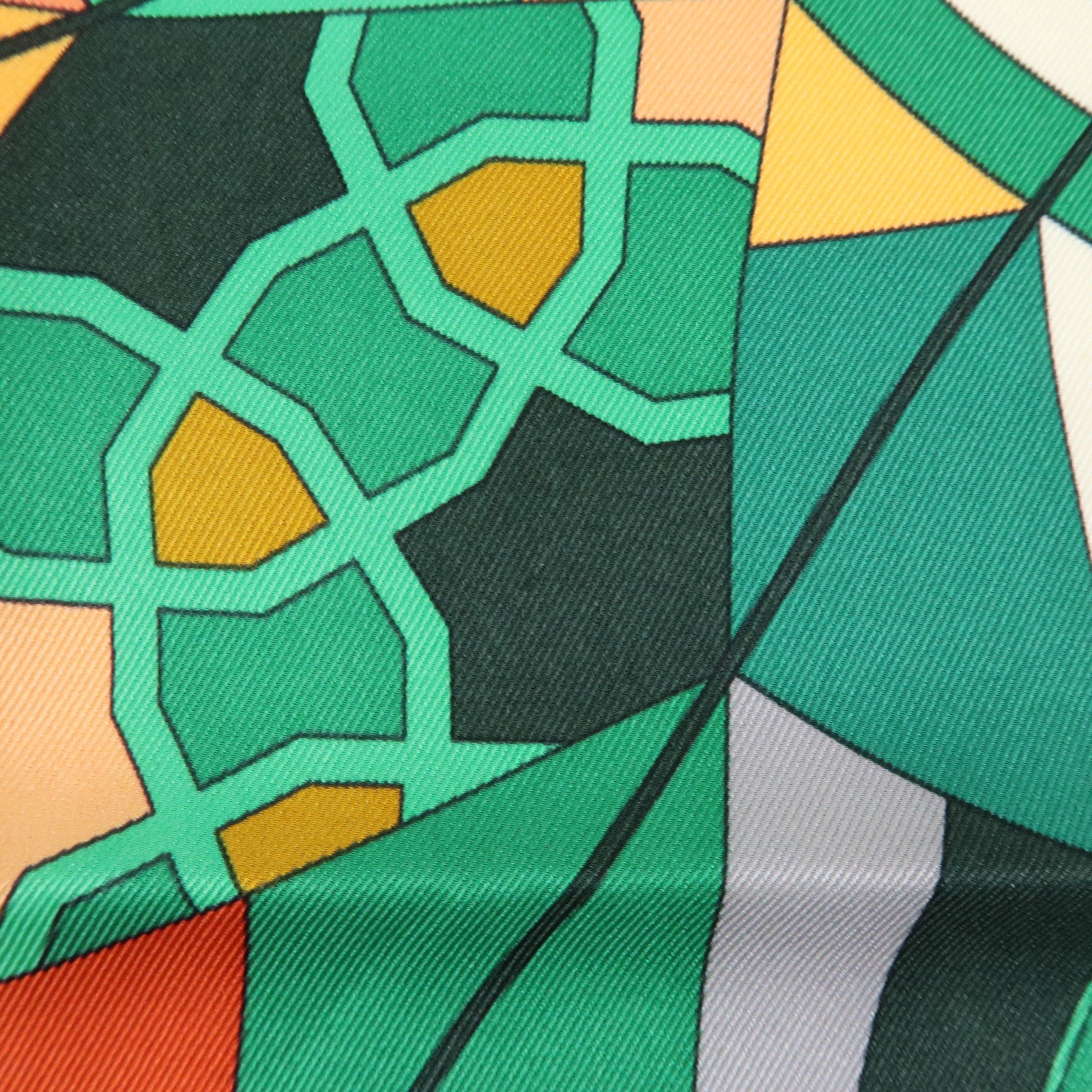 HERMES Carre 70 Silk 100% Scarf ROSE DE COMPAS Black Green