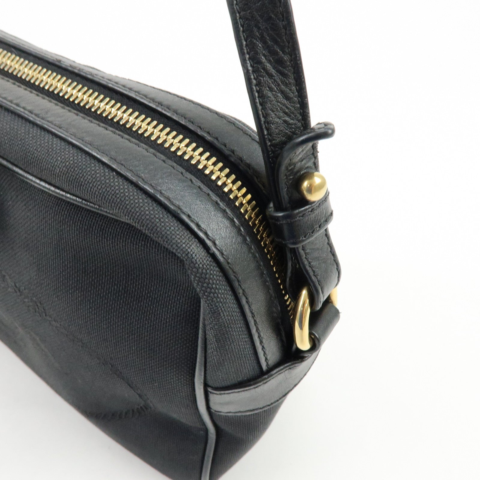 PRADA Triangle Logo Jacquard Leather Shoulder Bag Black 1BH089