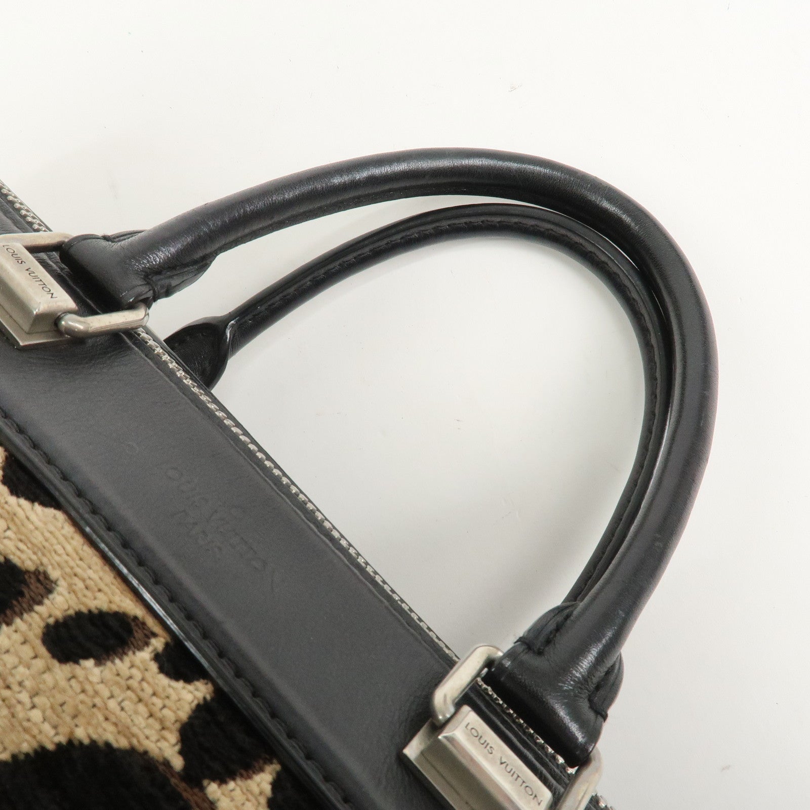 Louis Vuitton Speedy PM Leopard Corduroy Leather Hand Bag M97396