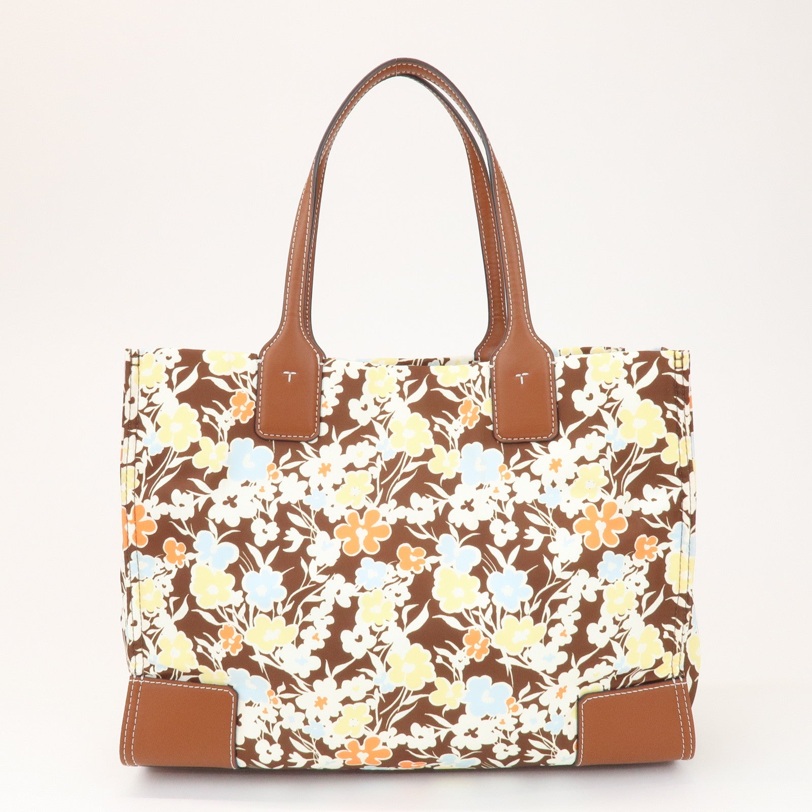 TORY BURCH Logo Nylon Tote Bag Shoulder Bag Brown Multicolor