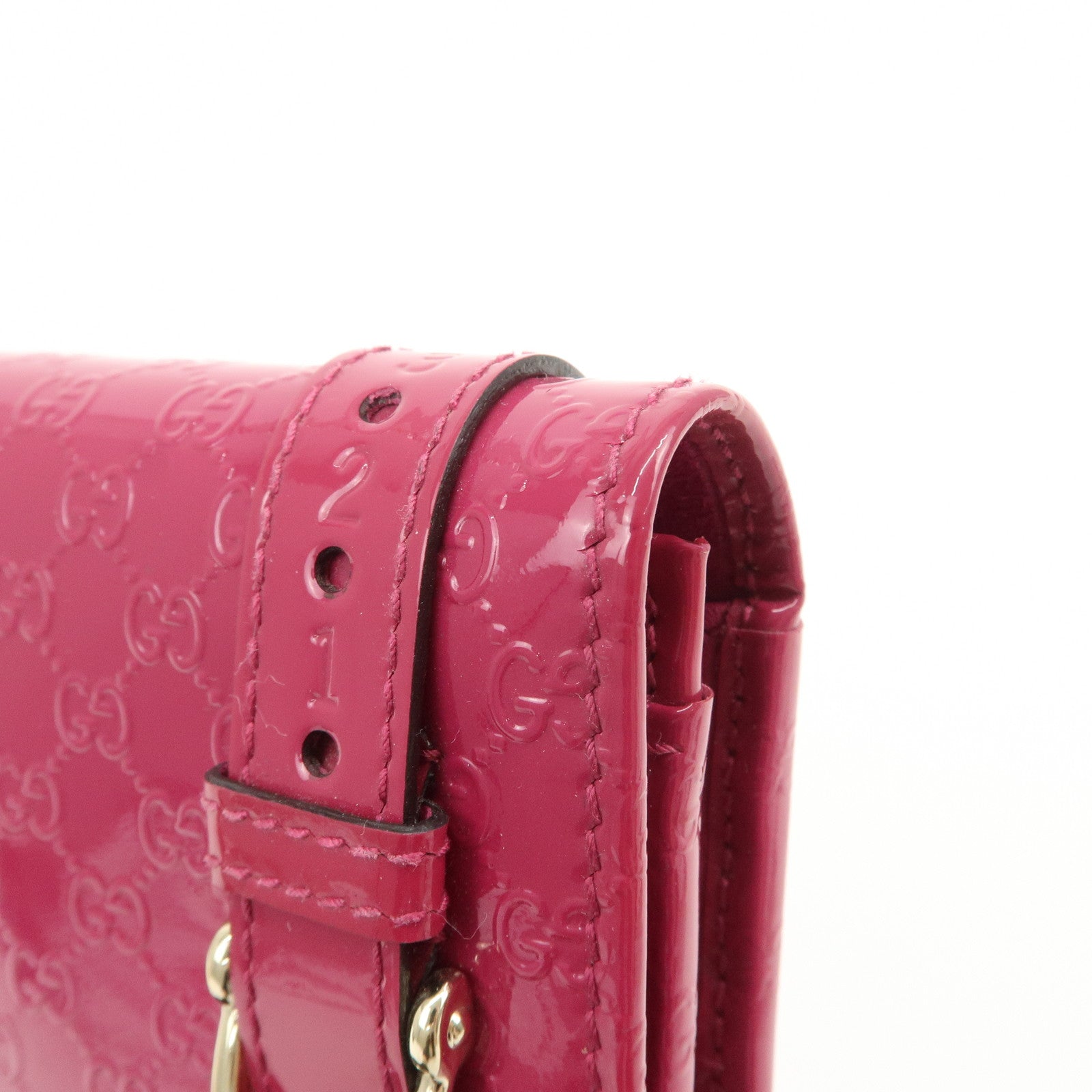 GUCCI Nice Micro Guccissima Patent Leather Long Wallet Pink 309760