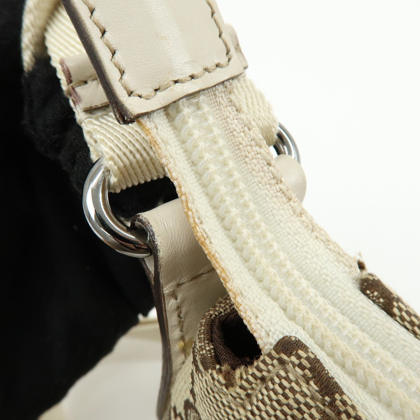 GUCCI GG Canvas Leather Shoulder Crossbody Bag Brown Ivory 147671