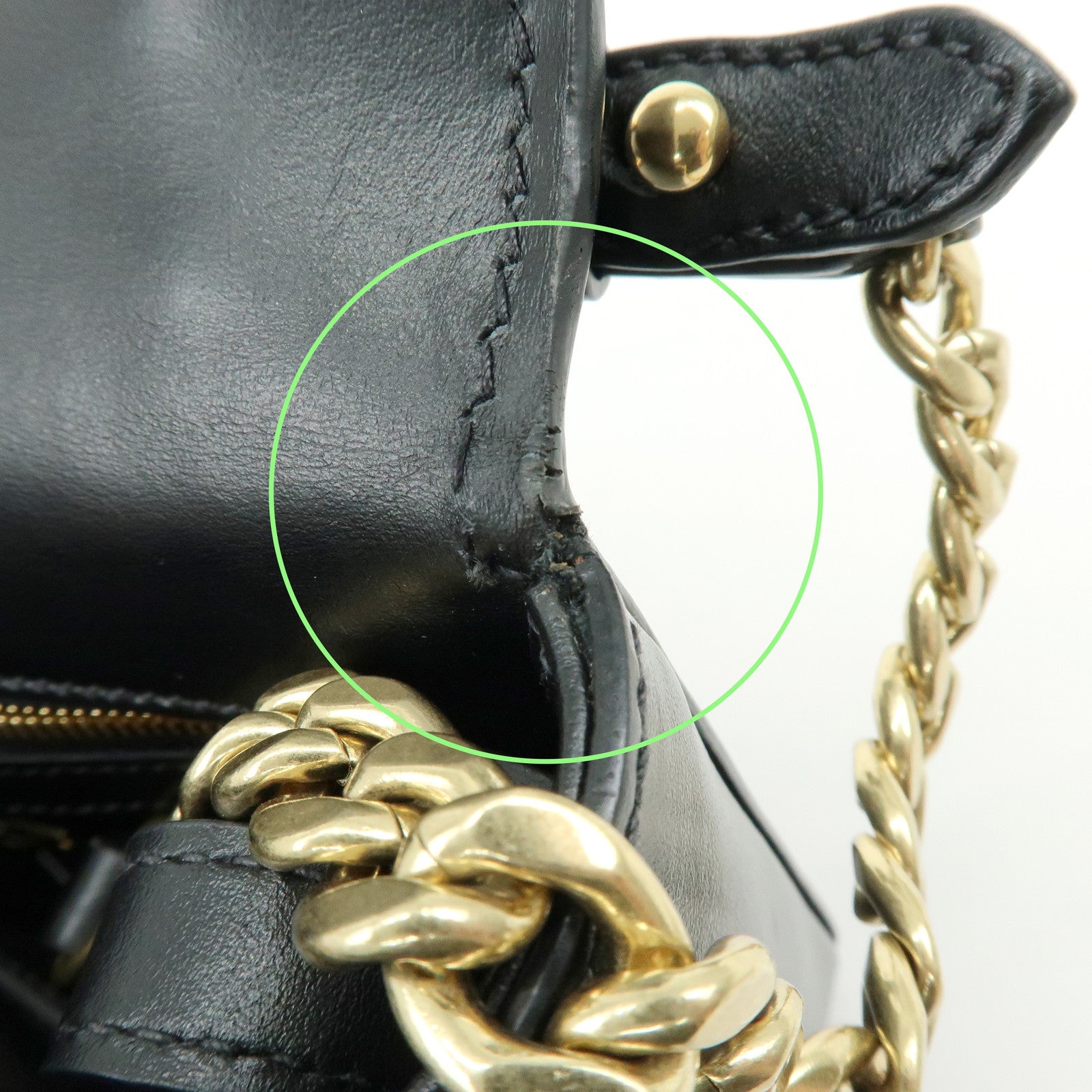 MIU MIU Logo Soft Calf Leather Chain Shoulder Bag Black 5BD147