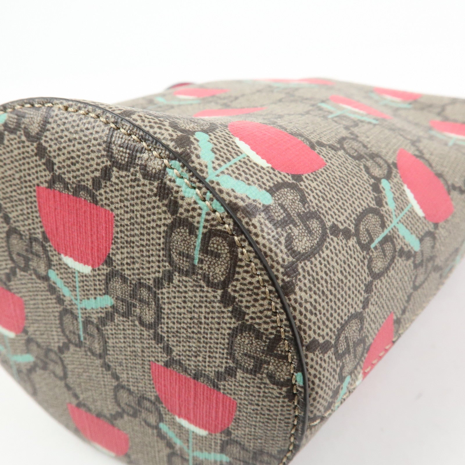 GUCCI Childrens GG Supreme Hand Bag Flower Print Beige Pink 752356
