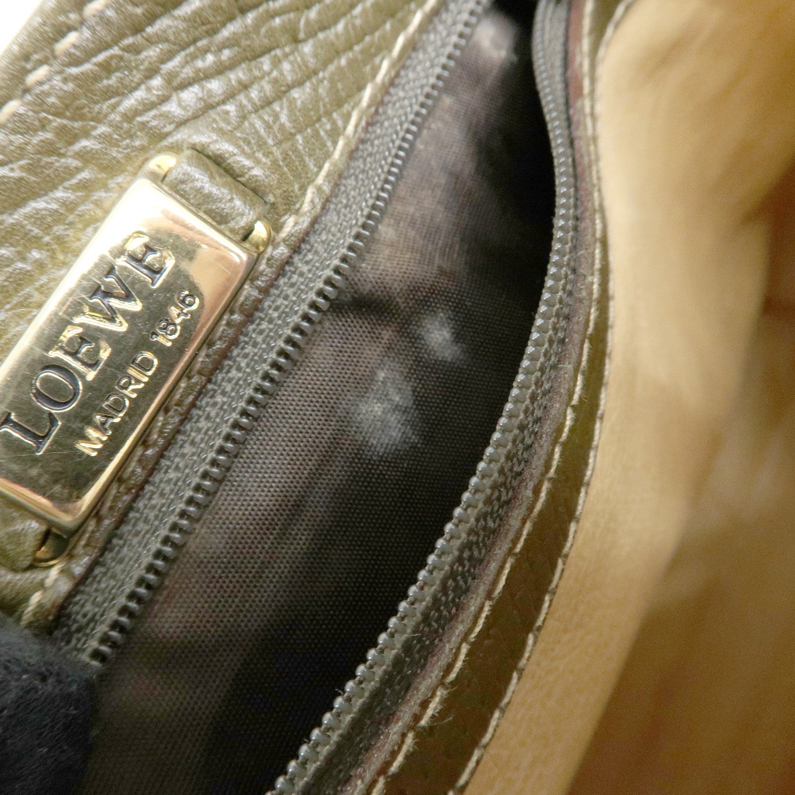 LOEWE Logo Leather Shoulder Bag Crossbody Bag Khaki Green