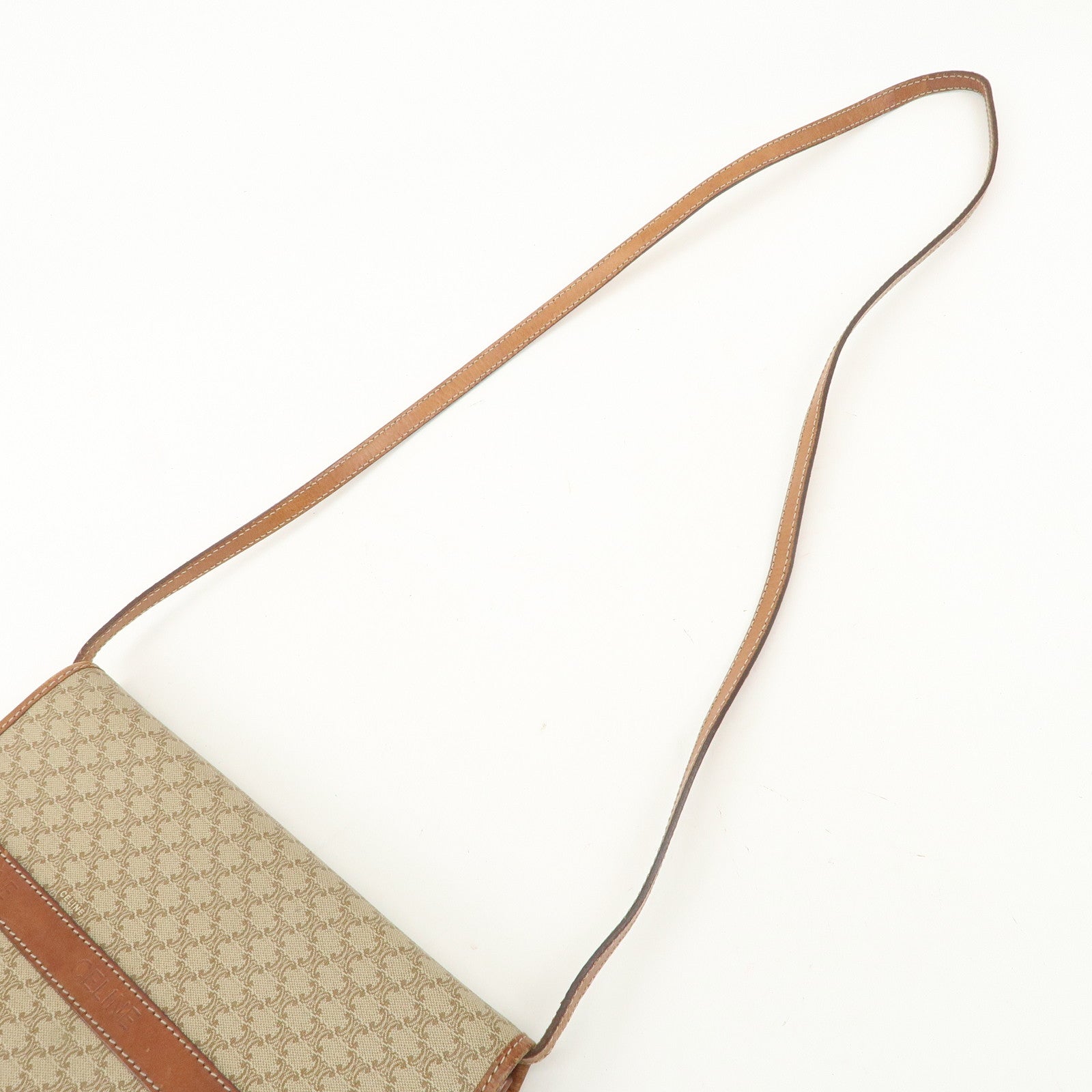 CELINE Macadam PVC Leather 2Way Bag Shoulder Bag Beige
