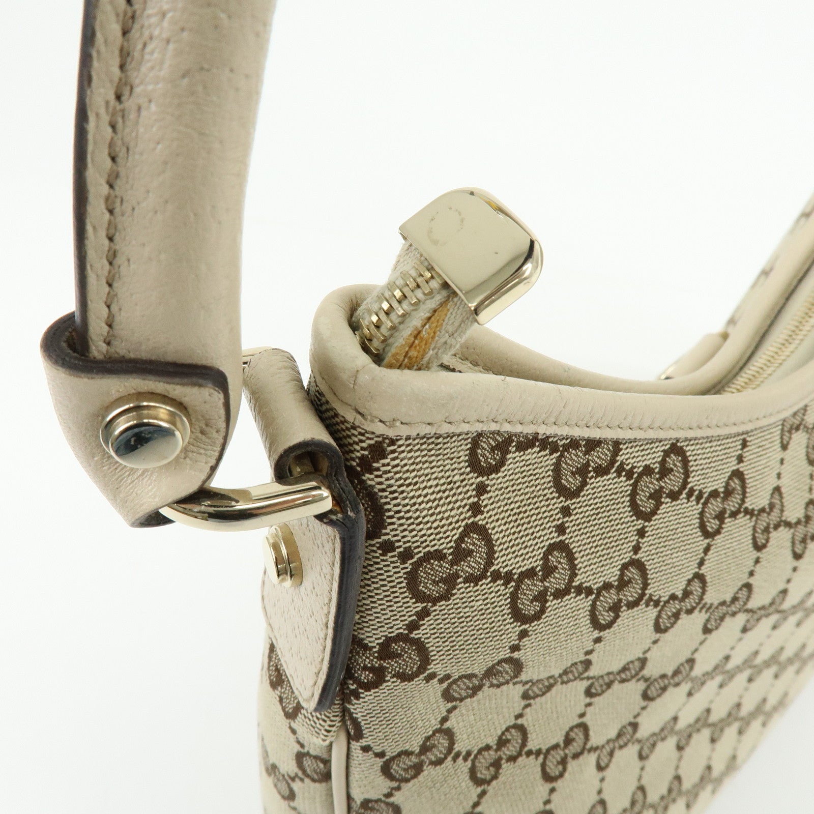GUCCI Abbey GG Canvas Leather Shoulder Bag Hand Bag Beige 130737