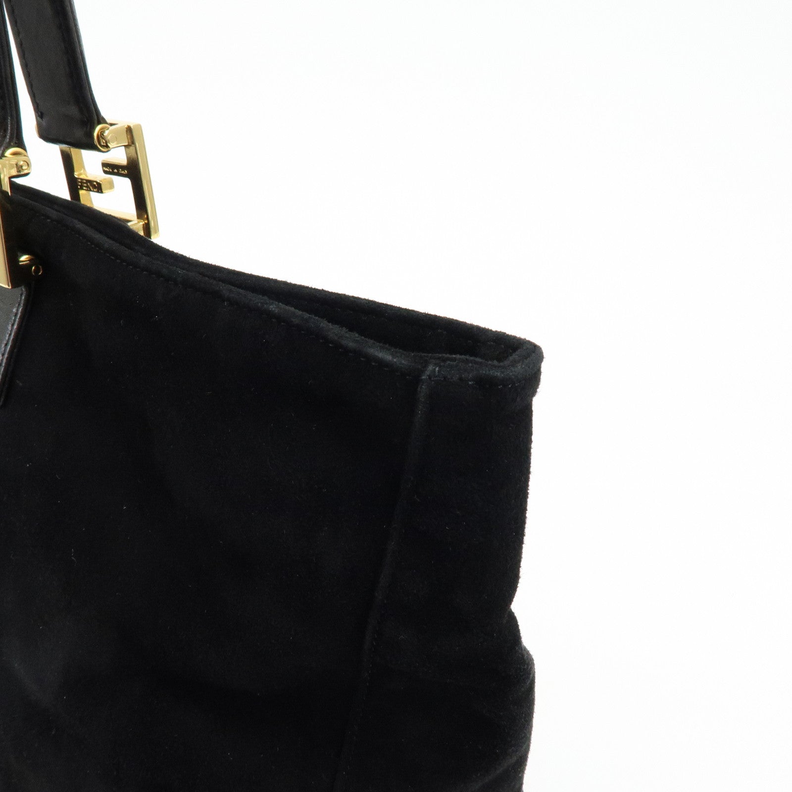 FENDI Suede Leather Tote Bag Hand Bag Black 230826693009