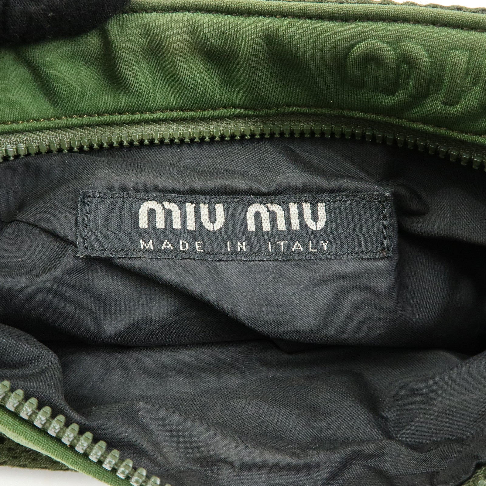 MIU MIU 90's Archive Chest Ring Mesh Nylon Shoulder Bag Khaki
