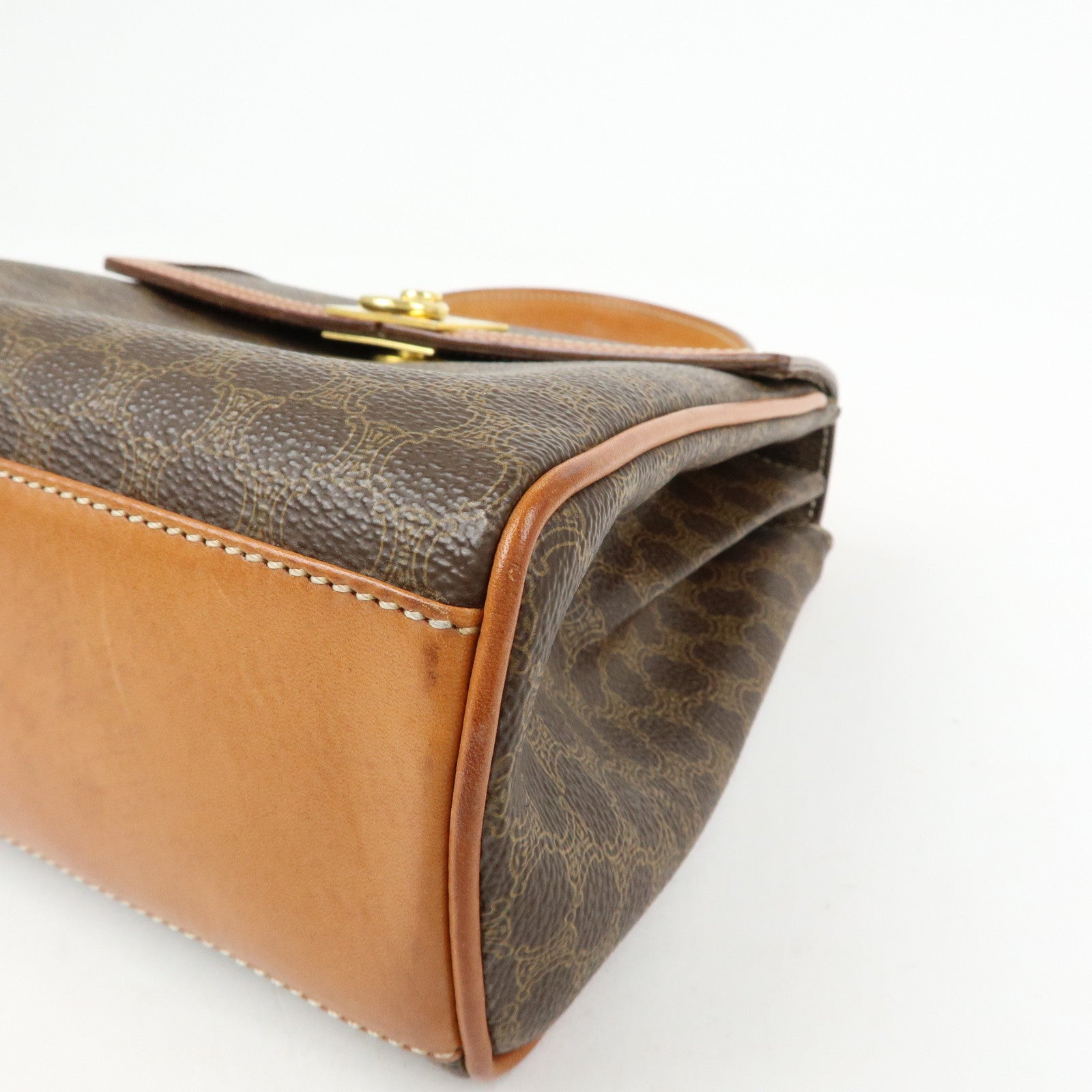 CELINE Macadam PVC Leather 2WAY Bag Hand Bag Shoulder Bag Brown