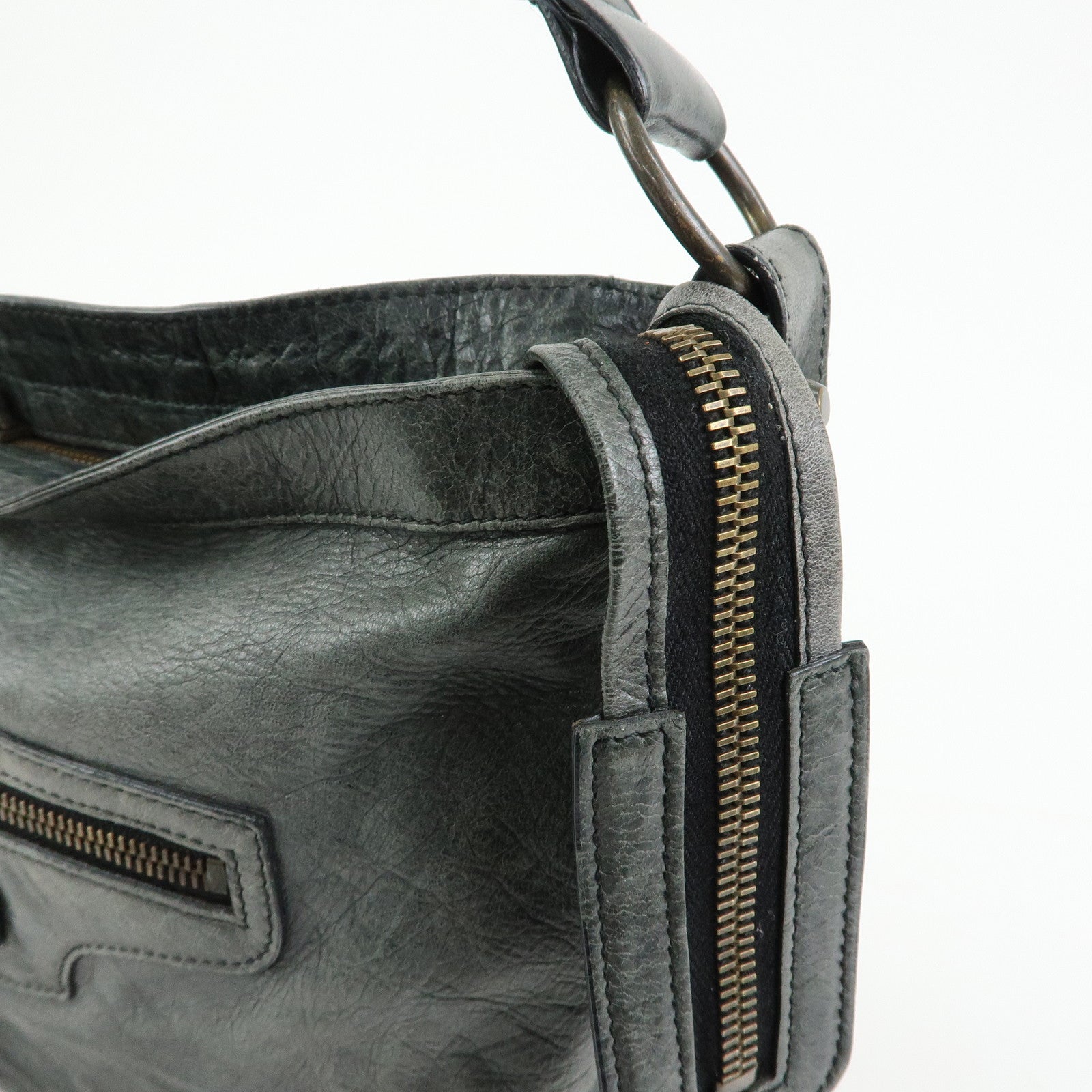 BALENCIAGA Leather The Messenger Bag Shoulder Crossbody Bag 177289