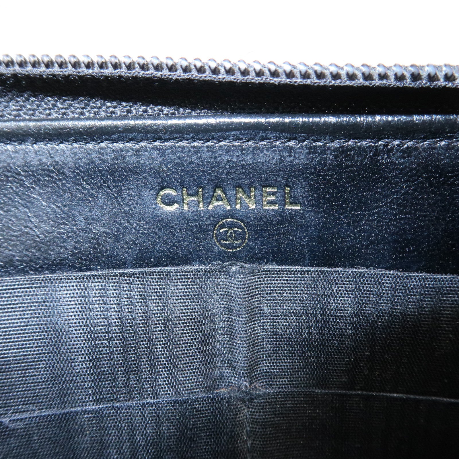 CHANEL COCO Mark Caviarskin Round Zippy Long Wallet Black A13228