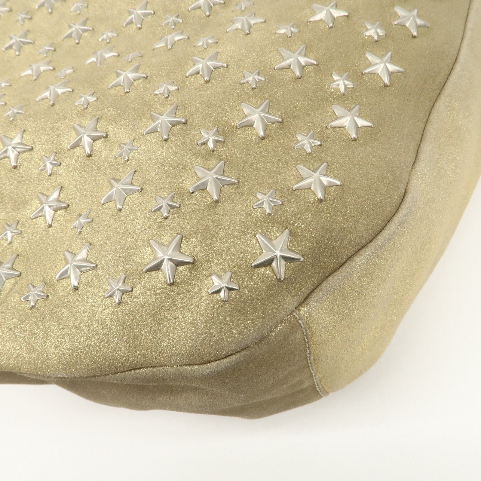 JIMMY CHOO Sky Bag Studs Leather Shoulder Bag Gold