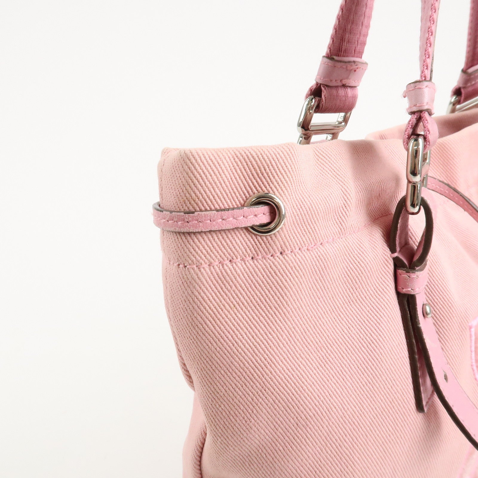Saint Laurent Canvas Kahara Tote Bag Shoulder Bag Pink 121631 Used