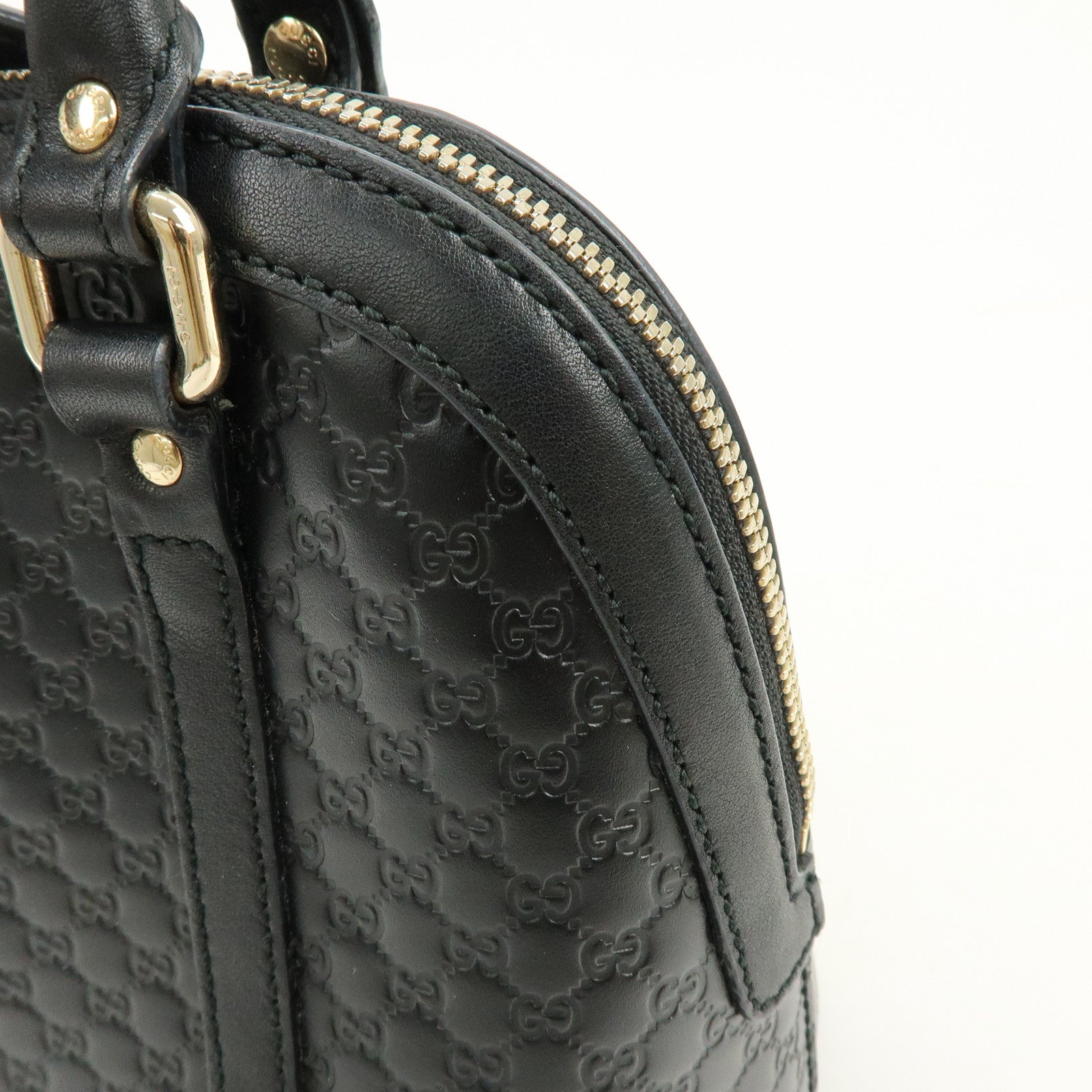 GUCCI Microguccissima Leather 2Way Bag Hand Bag Black 449654