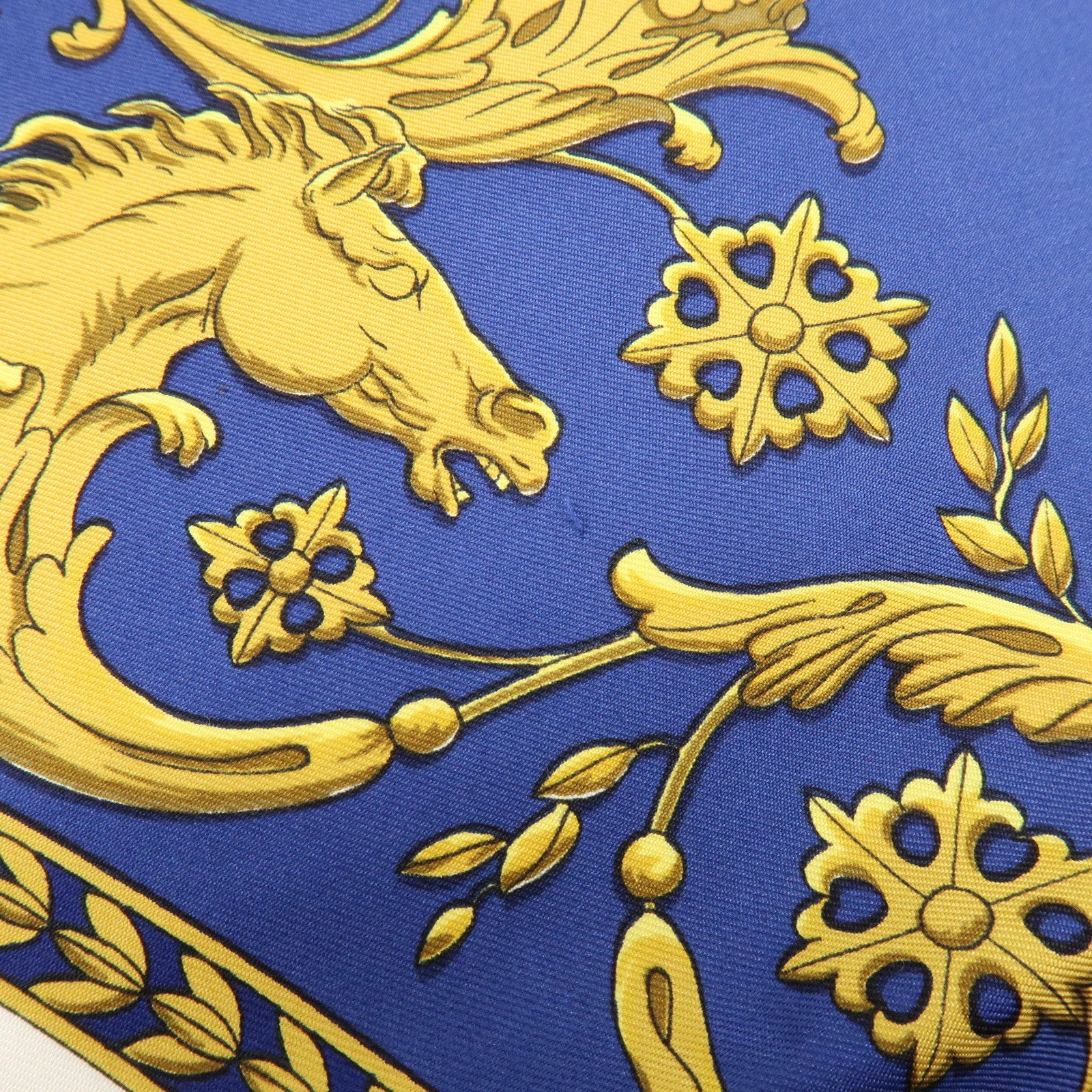 HERMES Carre 90 Silk 100% Scarf LA PROMENADE DE LONGCHAMPS Blue