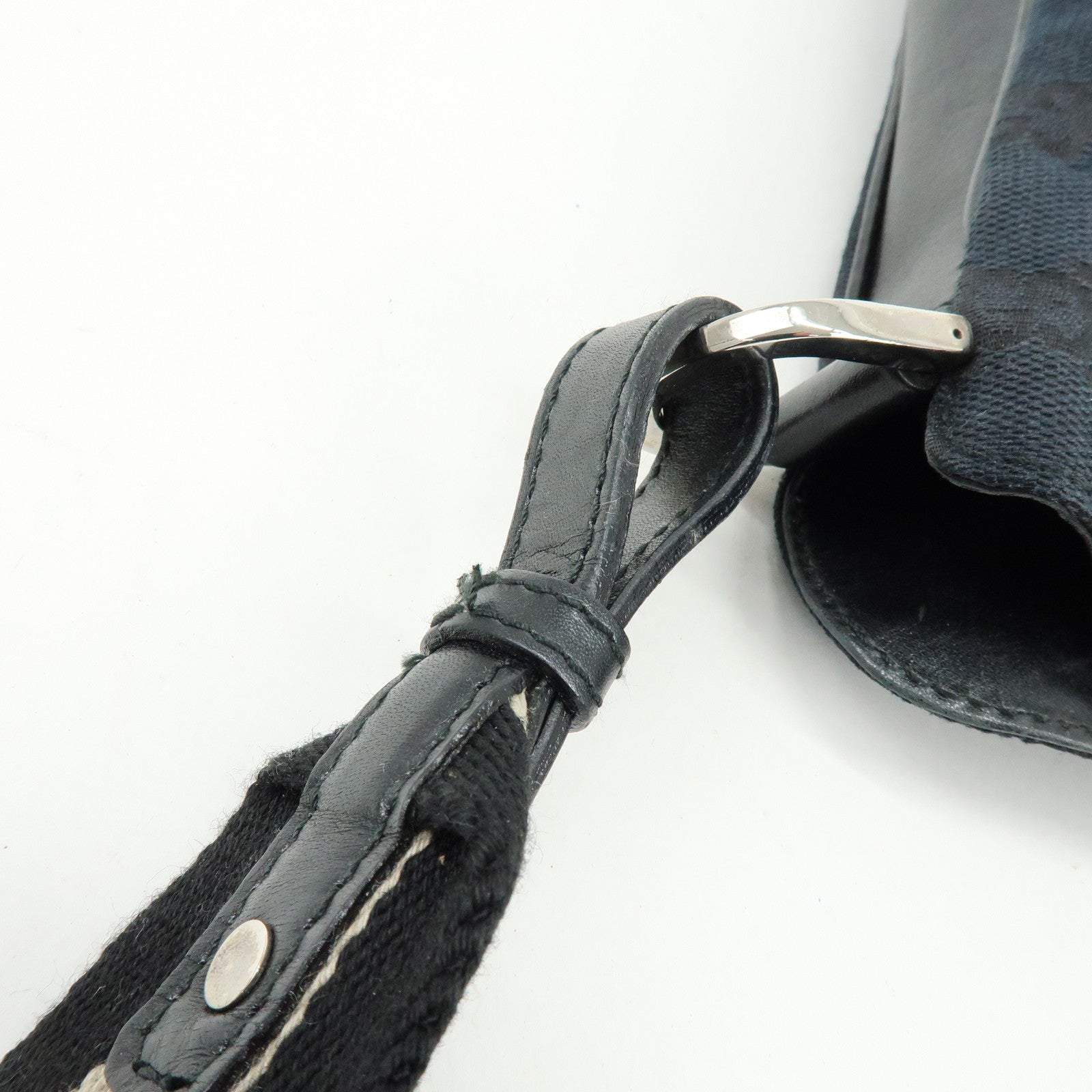 GUCCI GG Canvas Leather Shoulder Bag Black 001・4095・001553