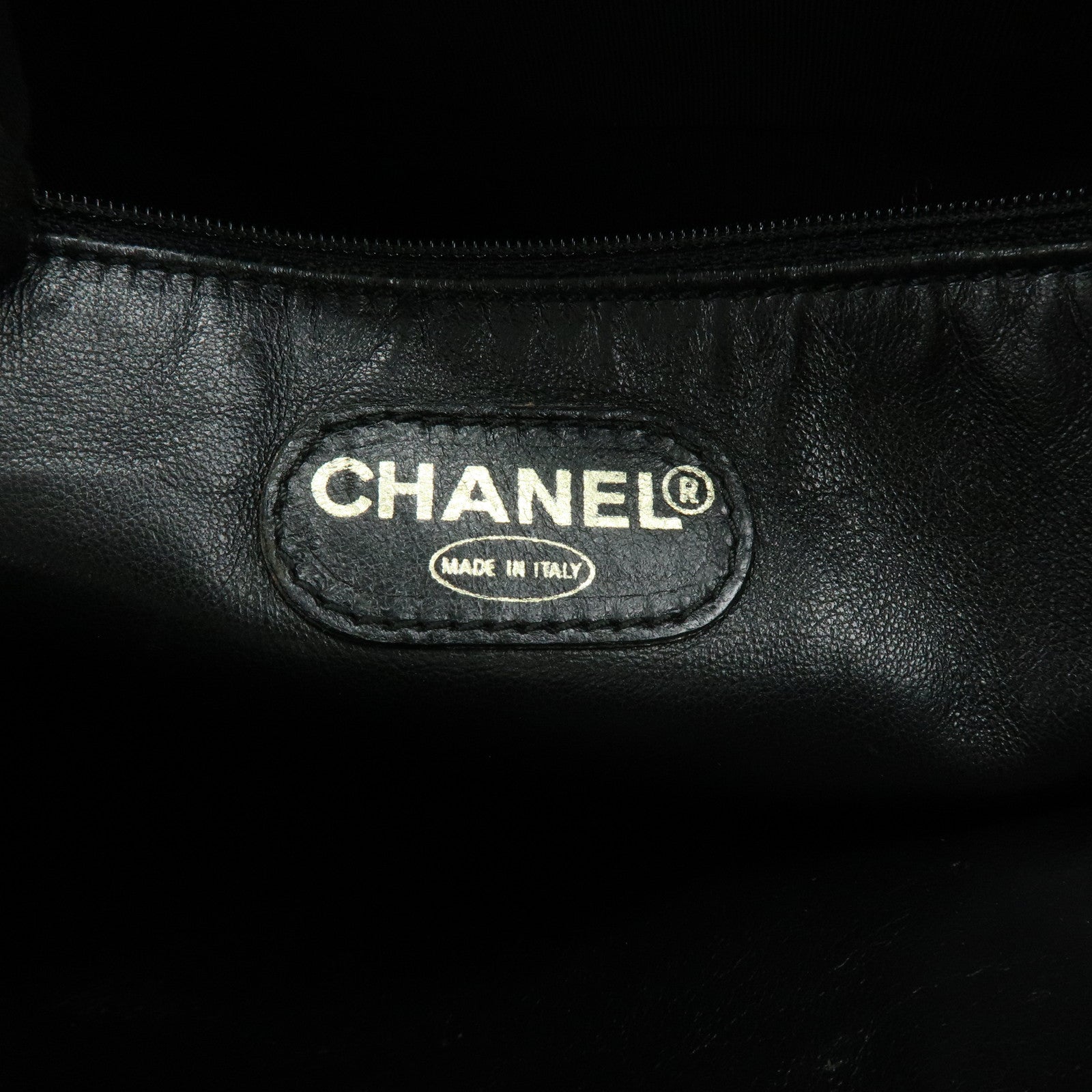 CHANEL Calf Skin Tote Bag Shoulder Bag Black