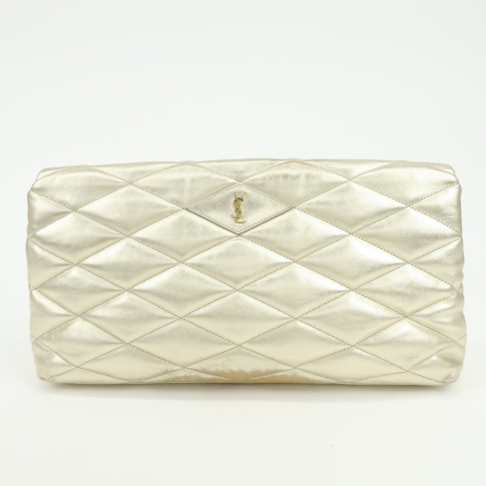 SAINT LAURENT PARIS Sade Leather Clutch Bag Gold 1655004