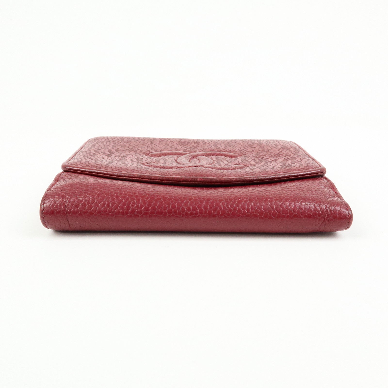 CHANEL COCO Mark Caviarskin Bi-fold Compact Wallet Bordeaux A13496