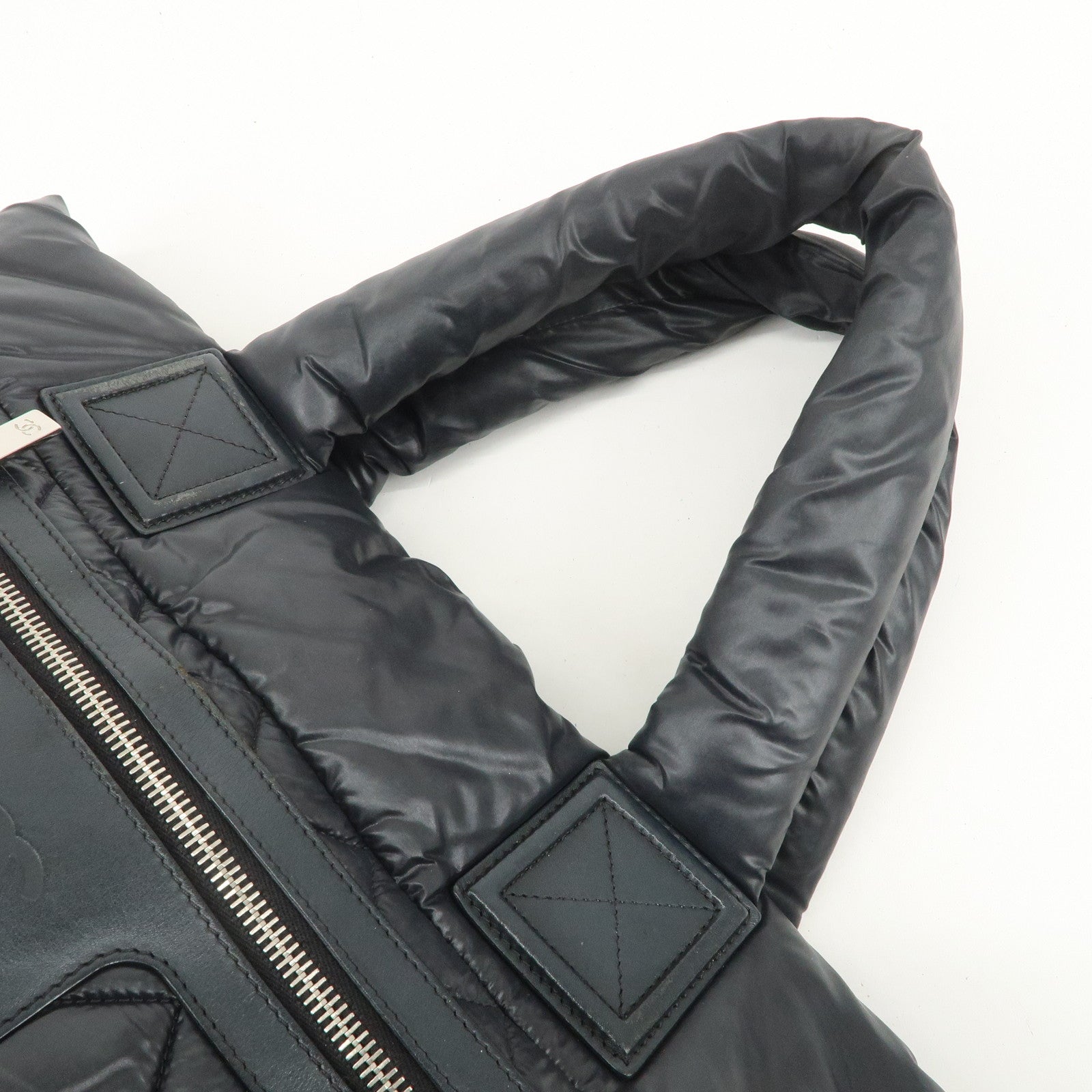 CHANEL COCO Cocoon PM Nylon Leather Tote Bag Hand Bag Black A48610