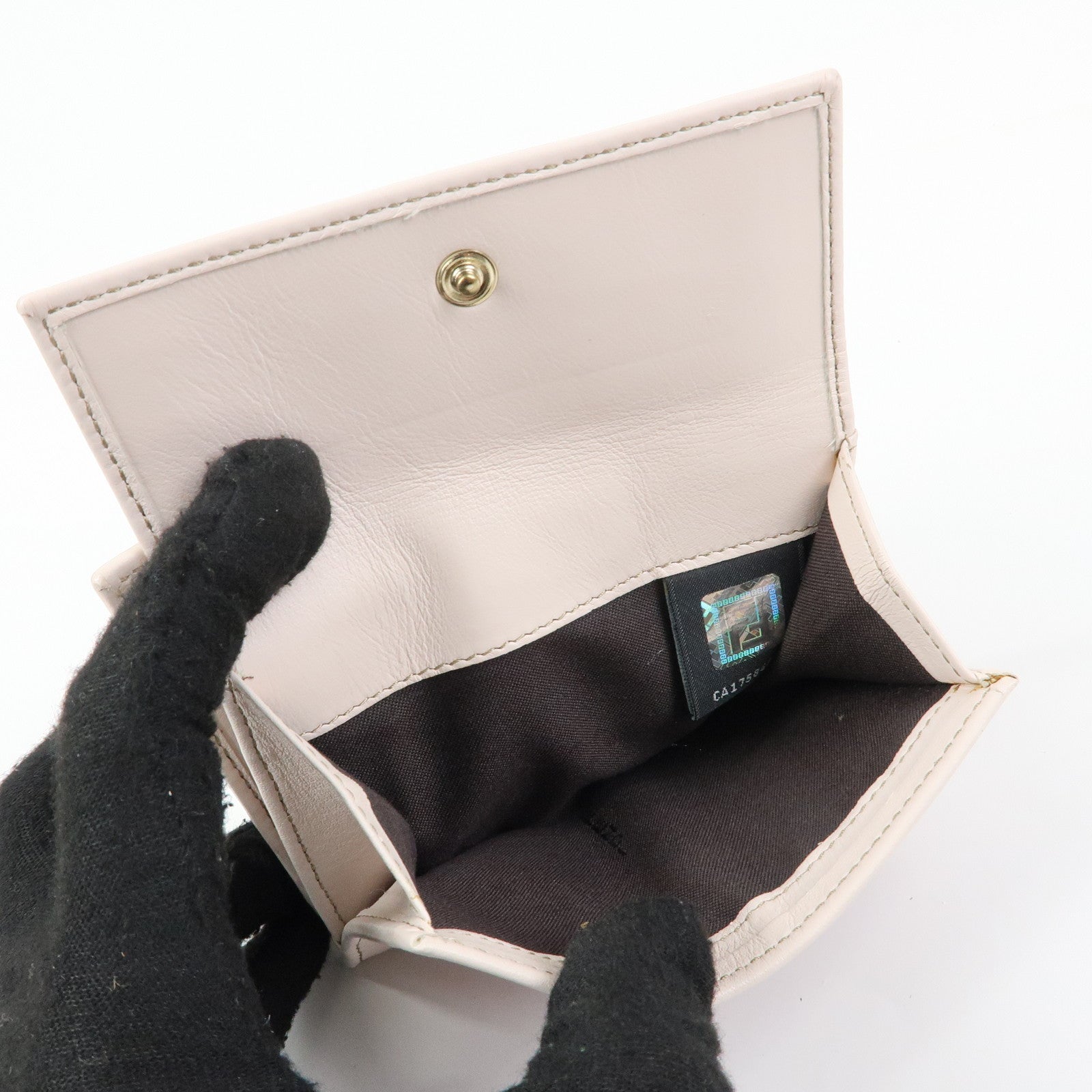 FENDI Zucchino Flower Canvas Leather Compact Wallet Pink 8M0188