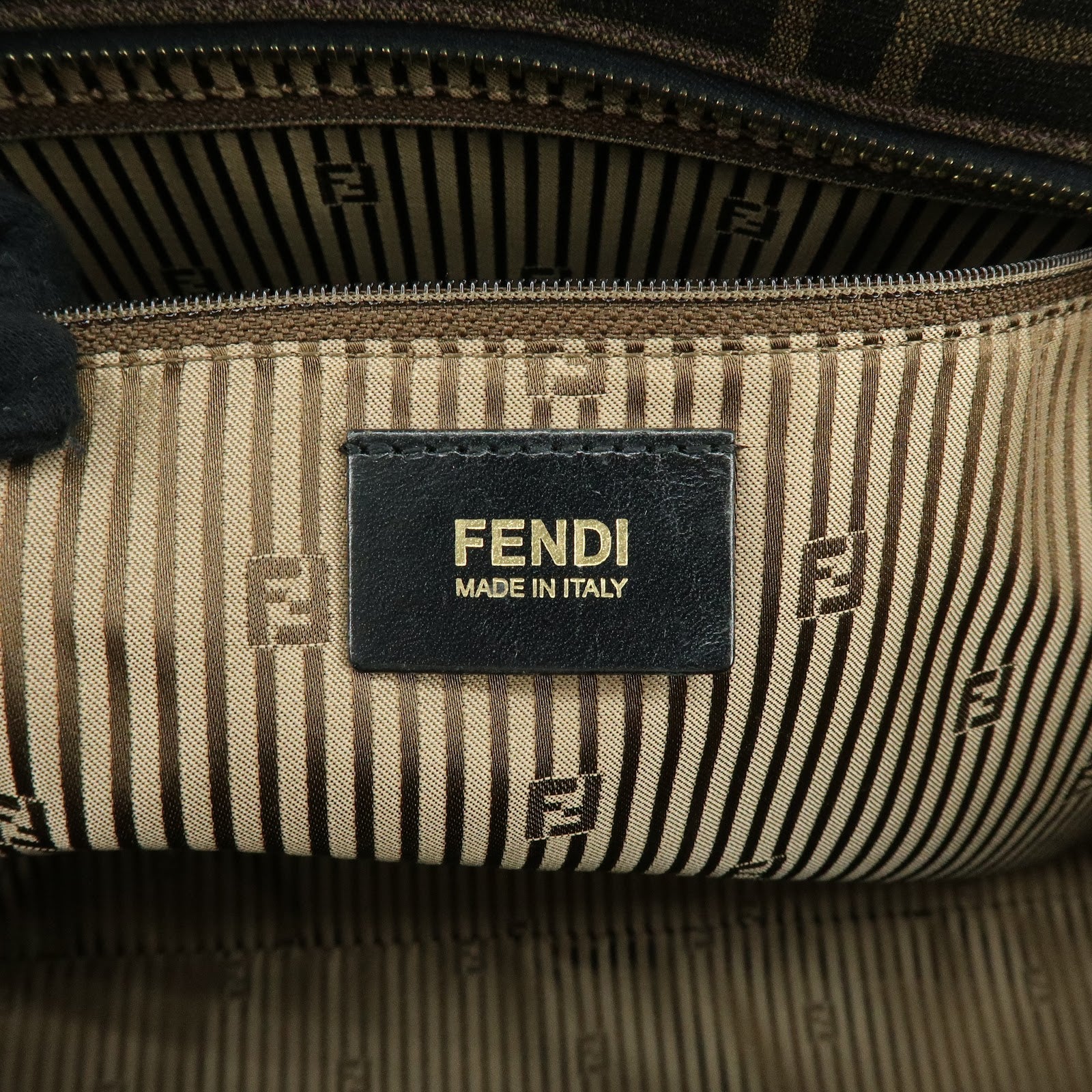 FENDI Zucca Logo Print PVC Leather Tote Bag Brown Black 8BH185