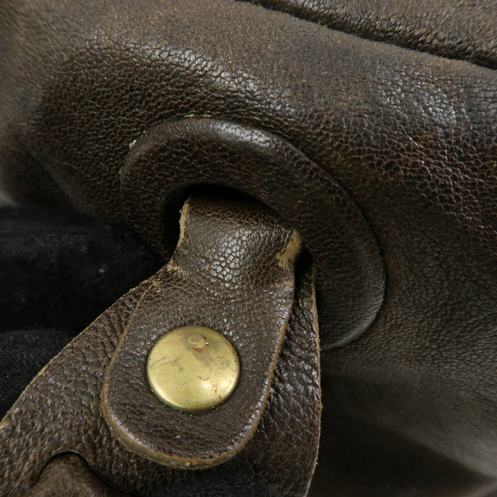 Chloe Leather Shoulder Bag Mini Boston Bag Brown