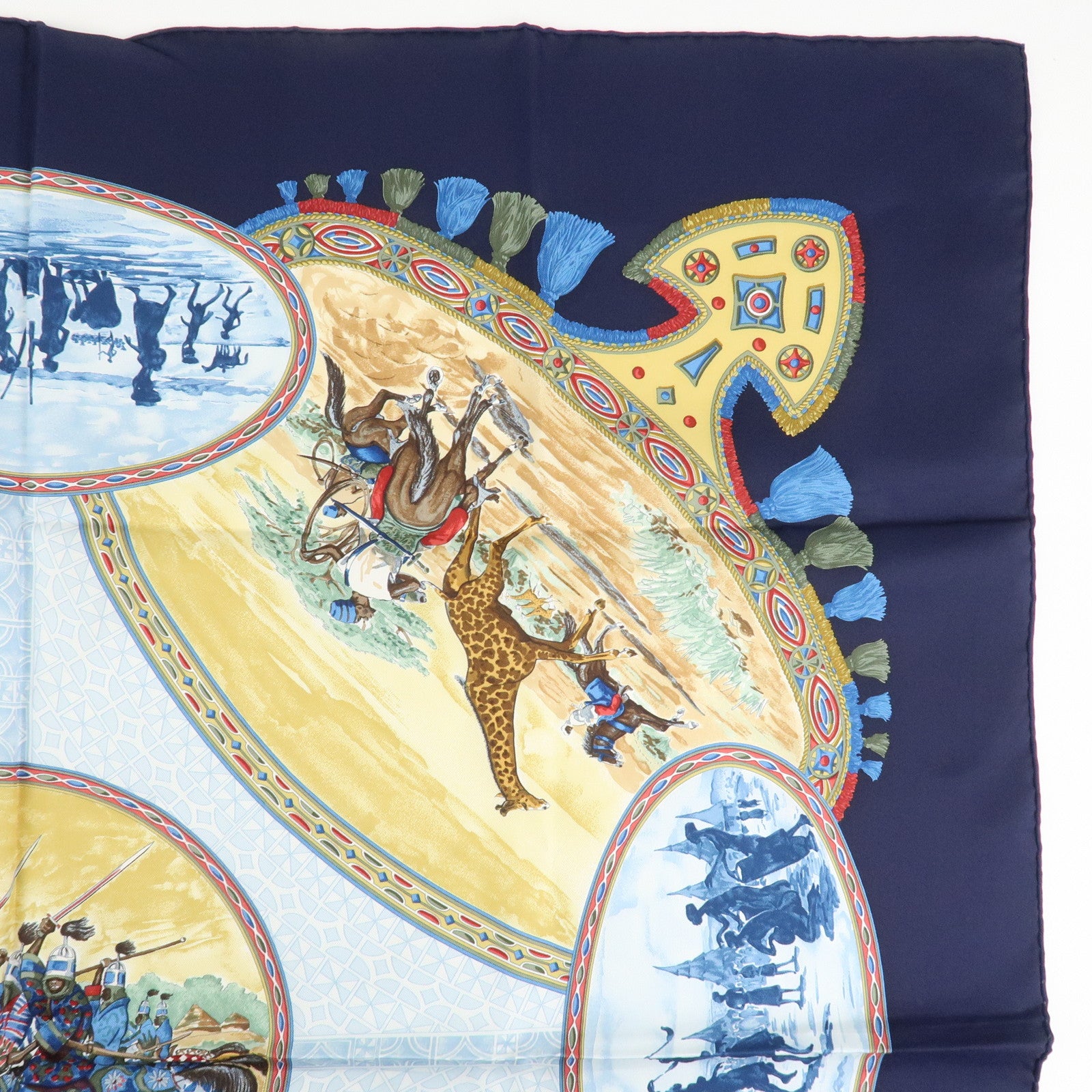 HERMES Carre 90 Silk 100% Scarf RENCONTRE OCEANE  Black Used