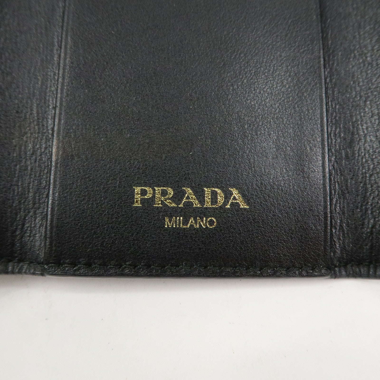 PRADA Triangle Logo Leather 6 Rings Key Case Black 1PG222