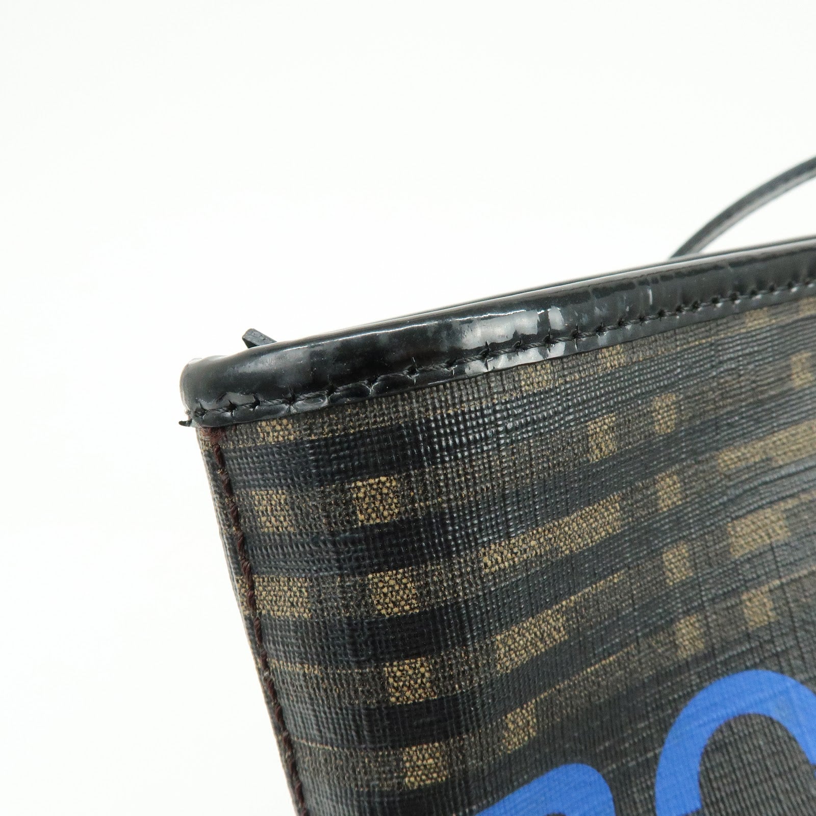 FENDI Zucca Logo Print PVC Leather Tote Bag Brown Black 8BH185