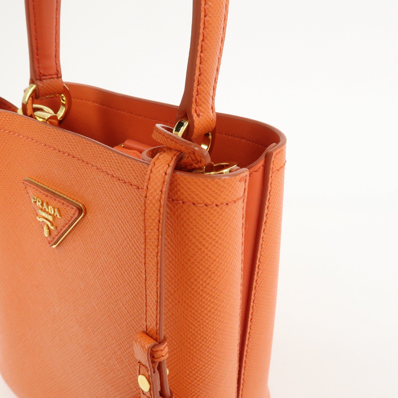 PRADA Panier 2Way Bag Hand Bag Shoulder Bag Orange 1BA217