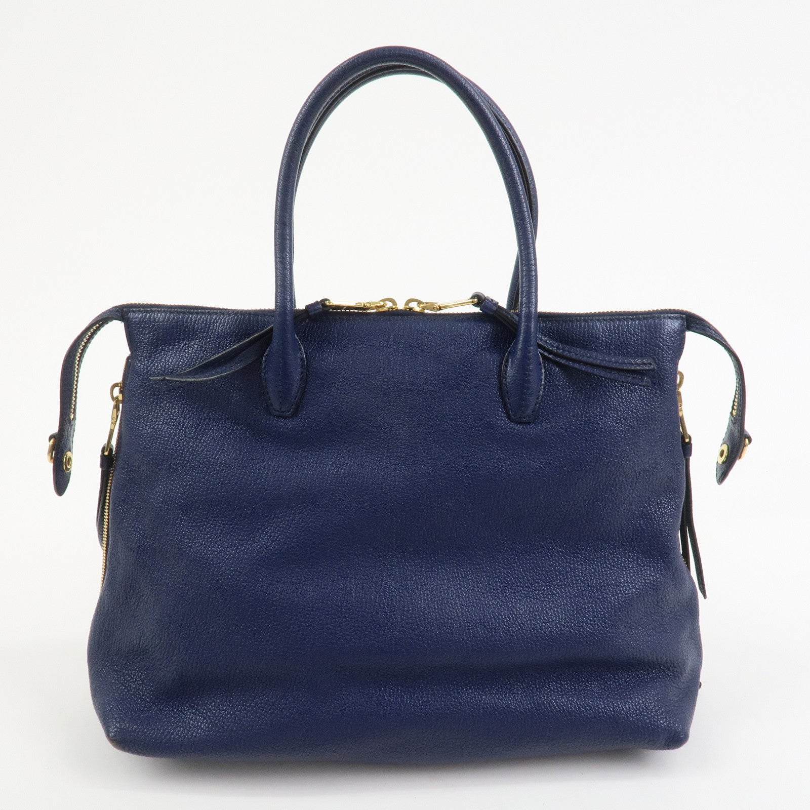 MIU MIU Madras Leather 2Way Hand Bag Shoulder Bag Blue 5BG136