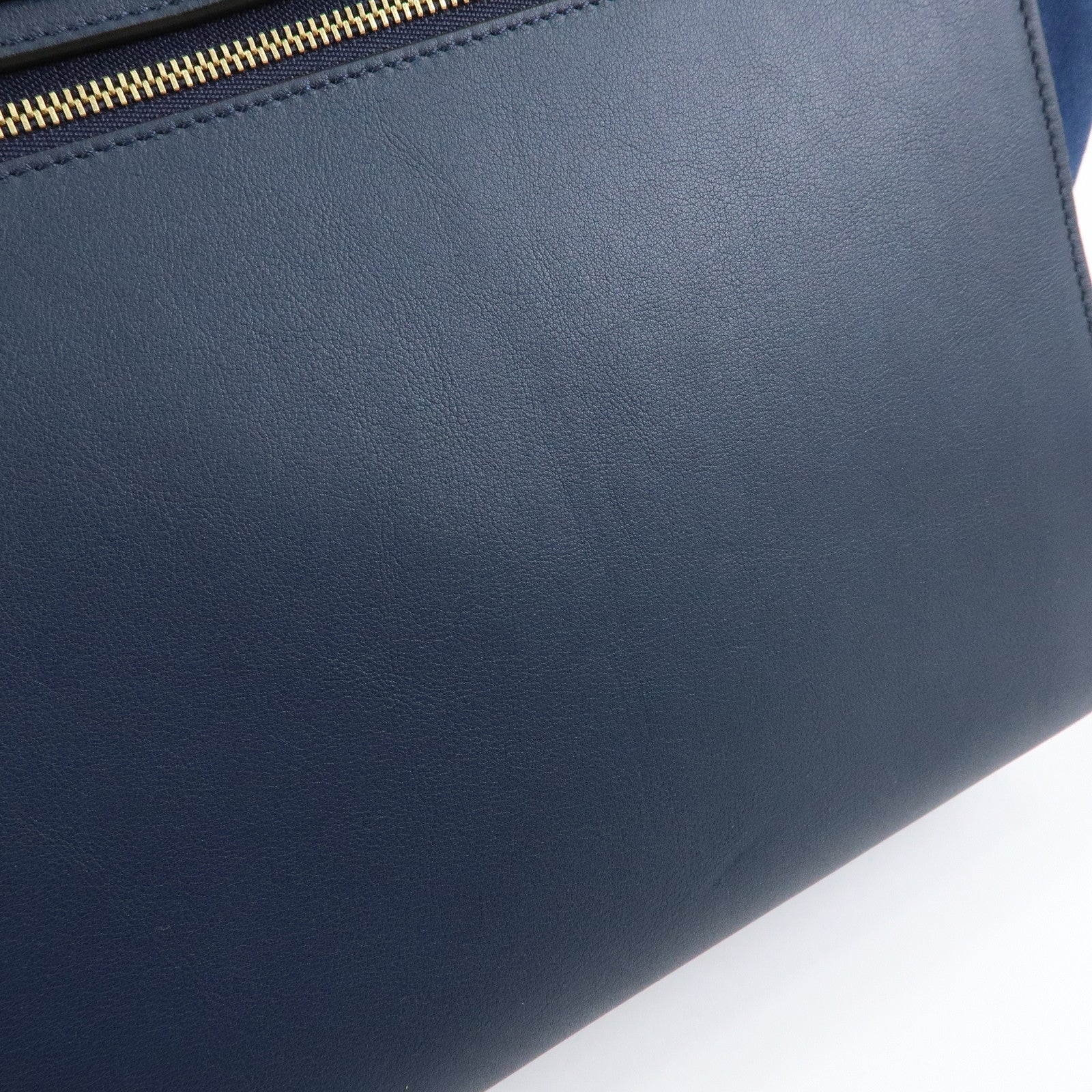 CELINE Leather Suede 2Way Bag Hand Bag Shoulder Bag Navy