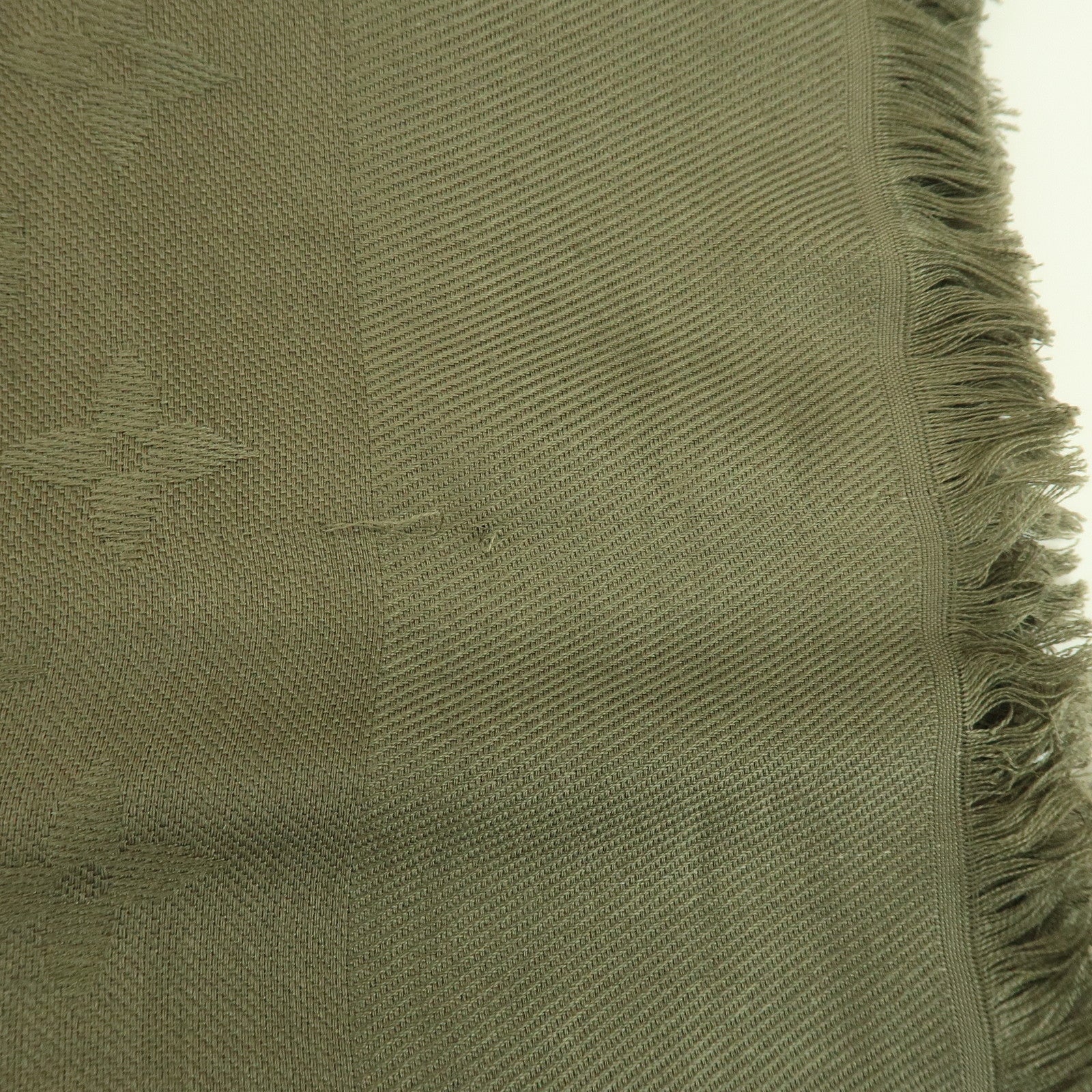 Louis Vuitton Monogram Silk Wool Scarf Shawl Khaki M72238