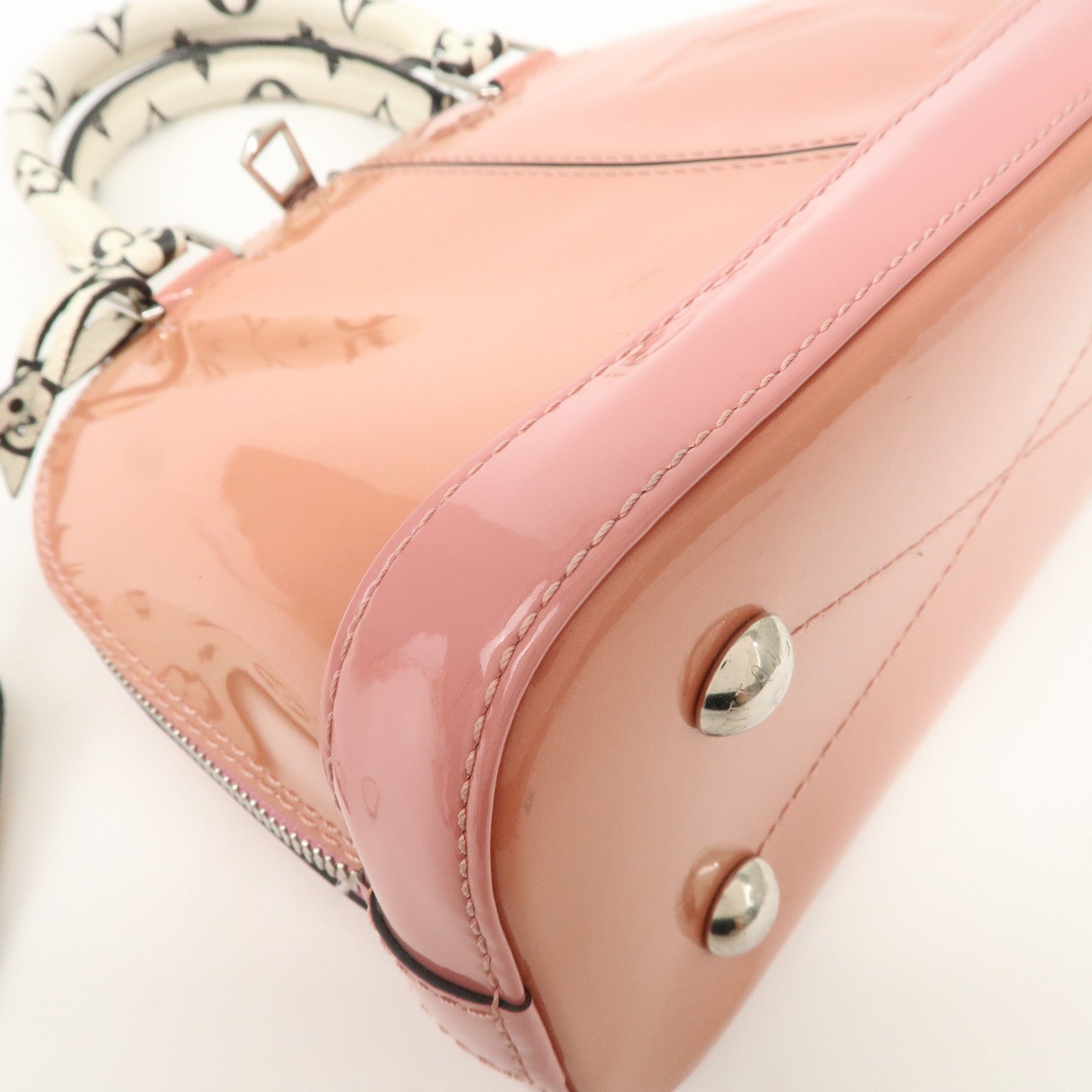 Louis Vuitton Vernis Miroir Alma BB 2Way Hand Bag Rose Splash M54704 Used