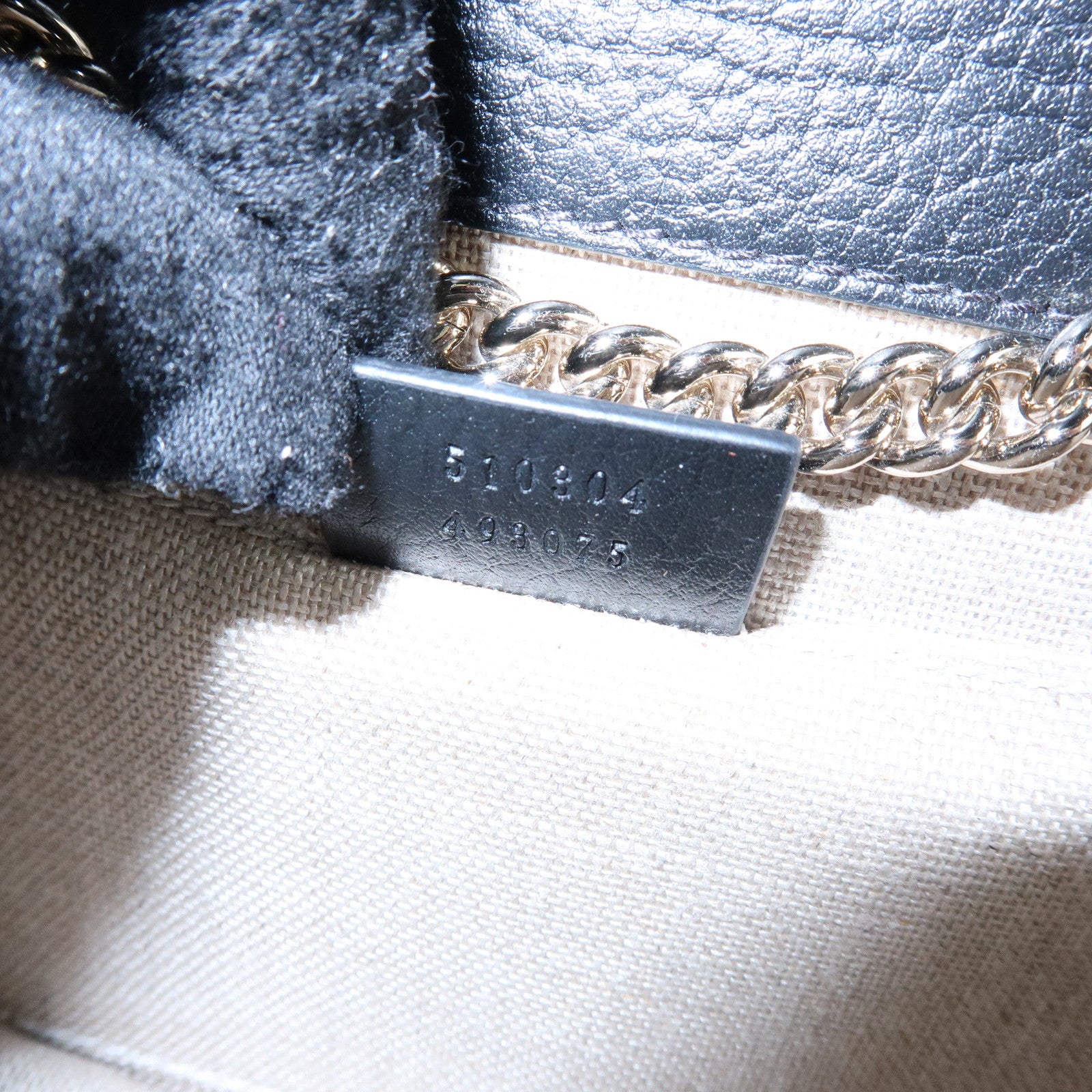 GUCCI Interlocking G Leather Chain Flap Shoulder Bag Black 510304
