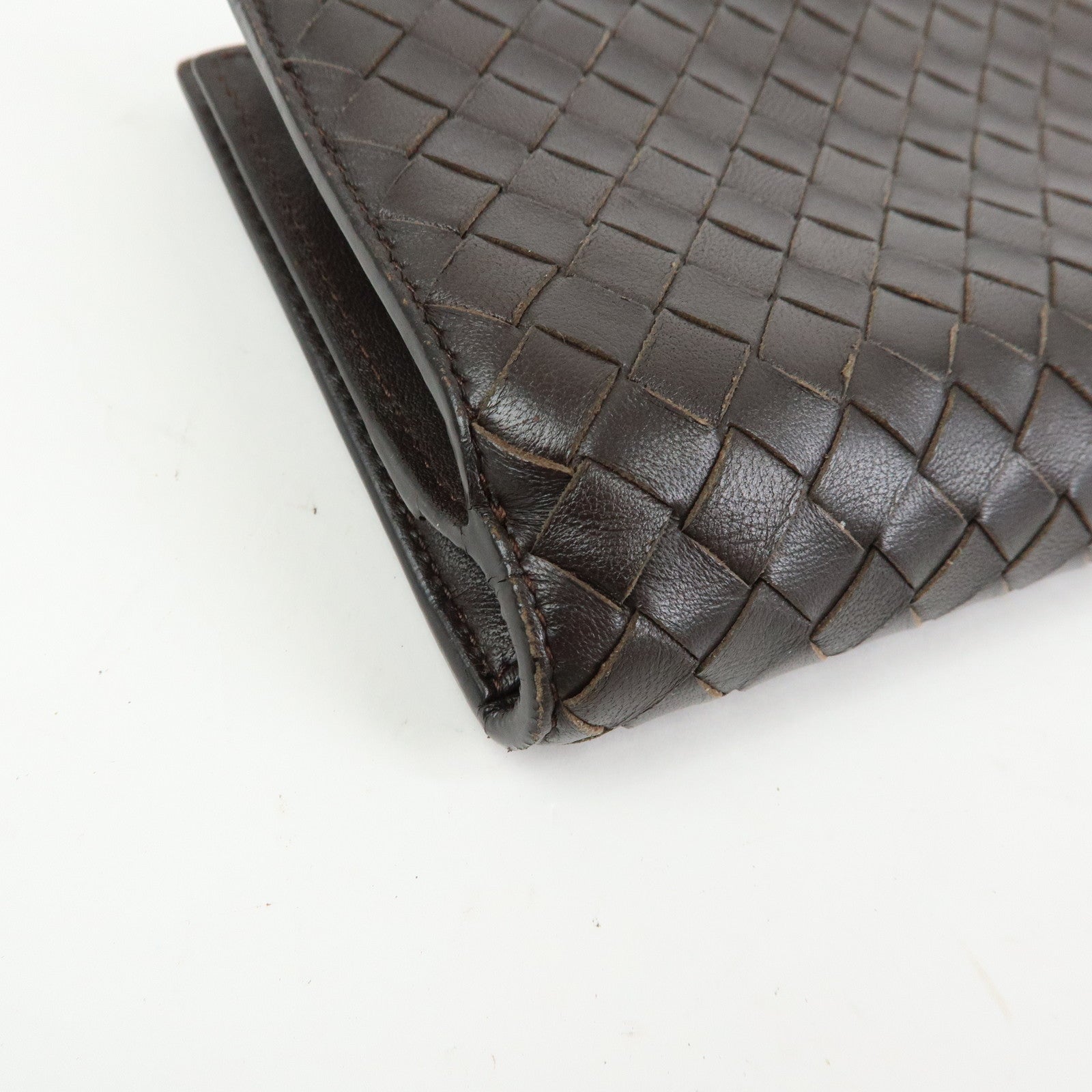 BOTTEGA VENETA Intrecciato Leather Bi-fold Long Wallet Brown