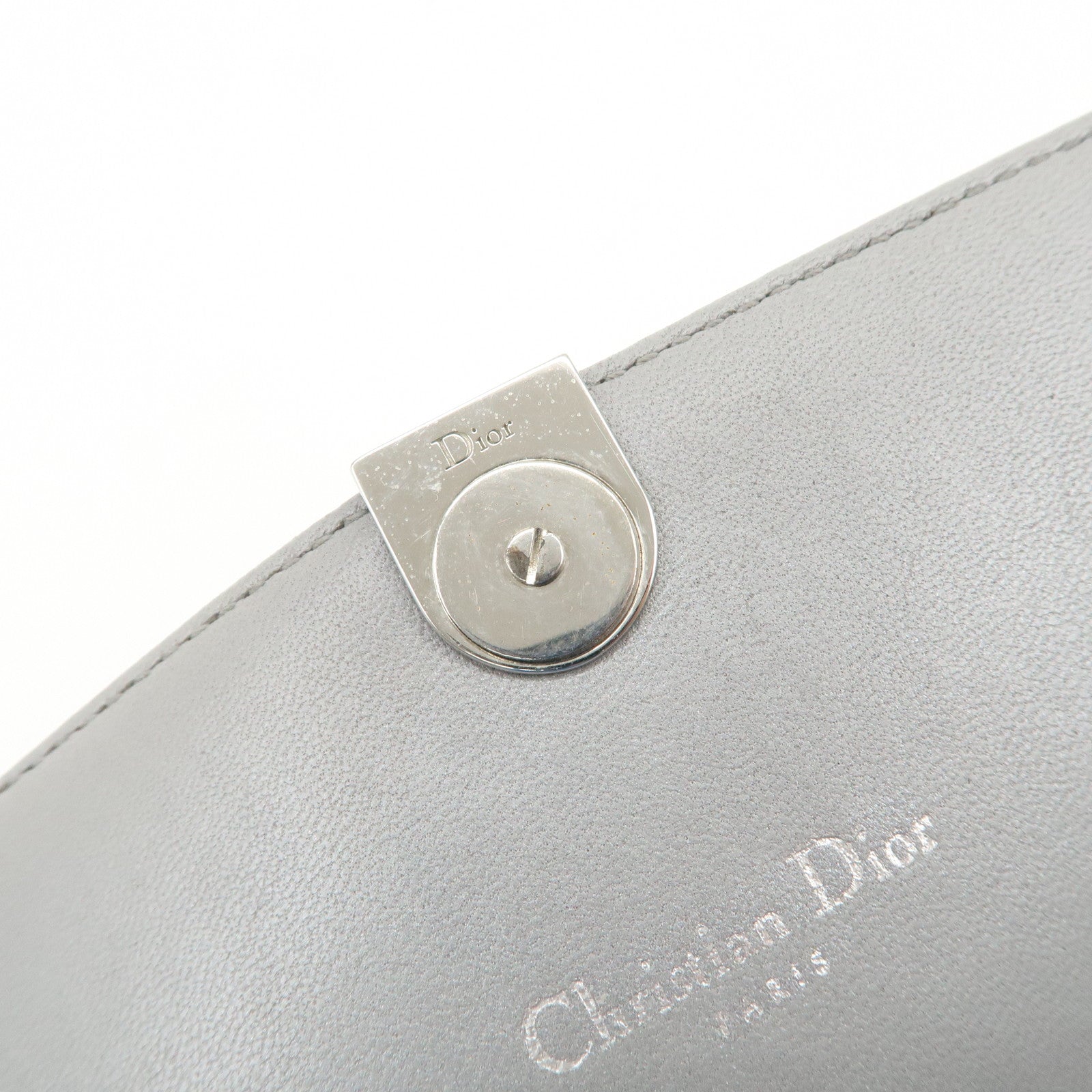 Christian Dior Leather Chain Shoulder Bag Light Blue 112-MA-0174