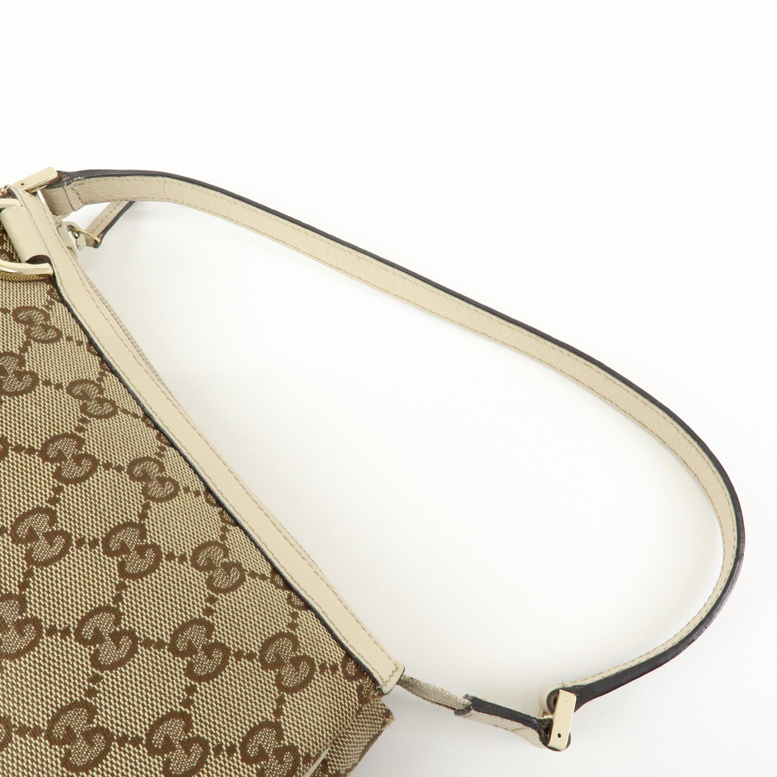 GUCCI GG Canvas Leather Hand Bag Beige Ivory 145750