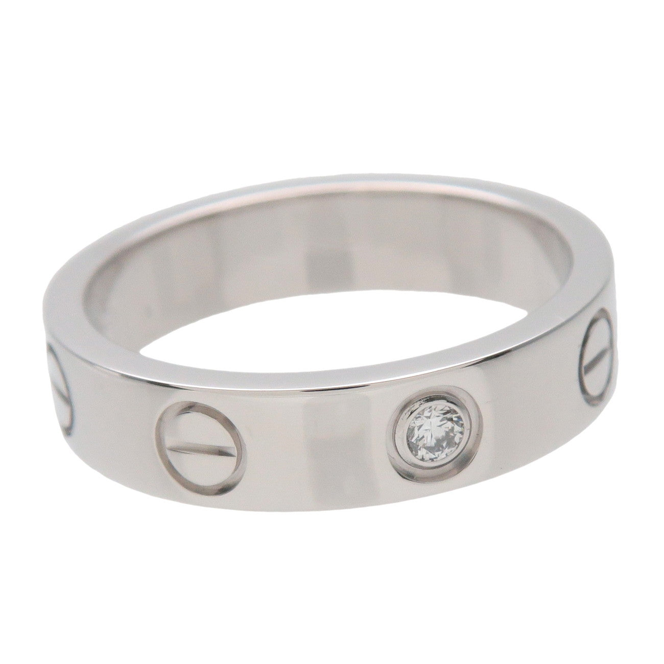 Cartier Mini Love 1P Diamond Ring #46 K18 750WG White Gold US3.5-4