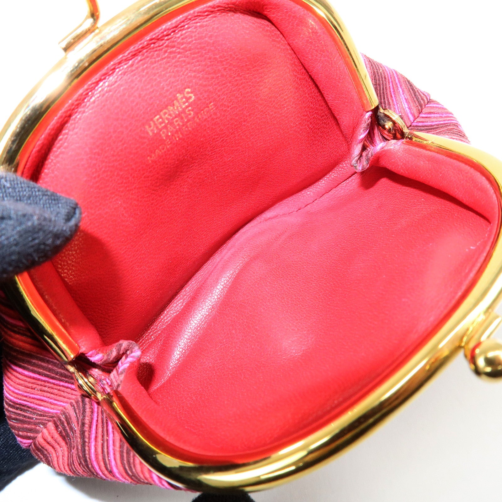 HERMES Vibrato Emile Kiss Lock Coin Case Coin Purse Purple