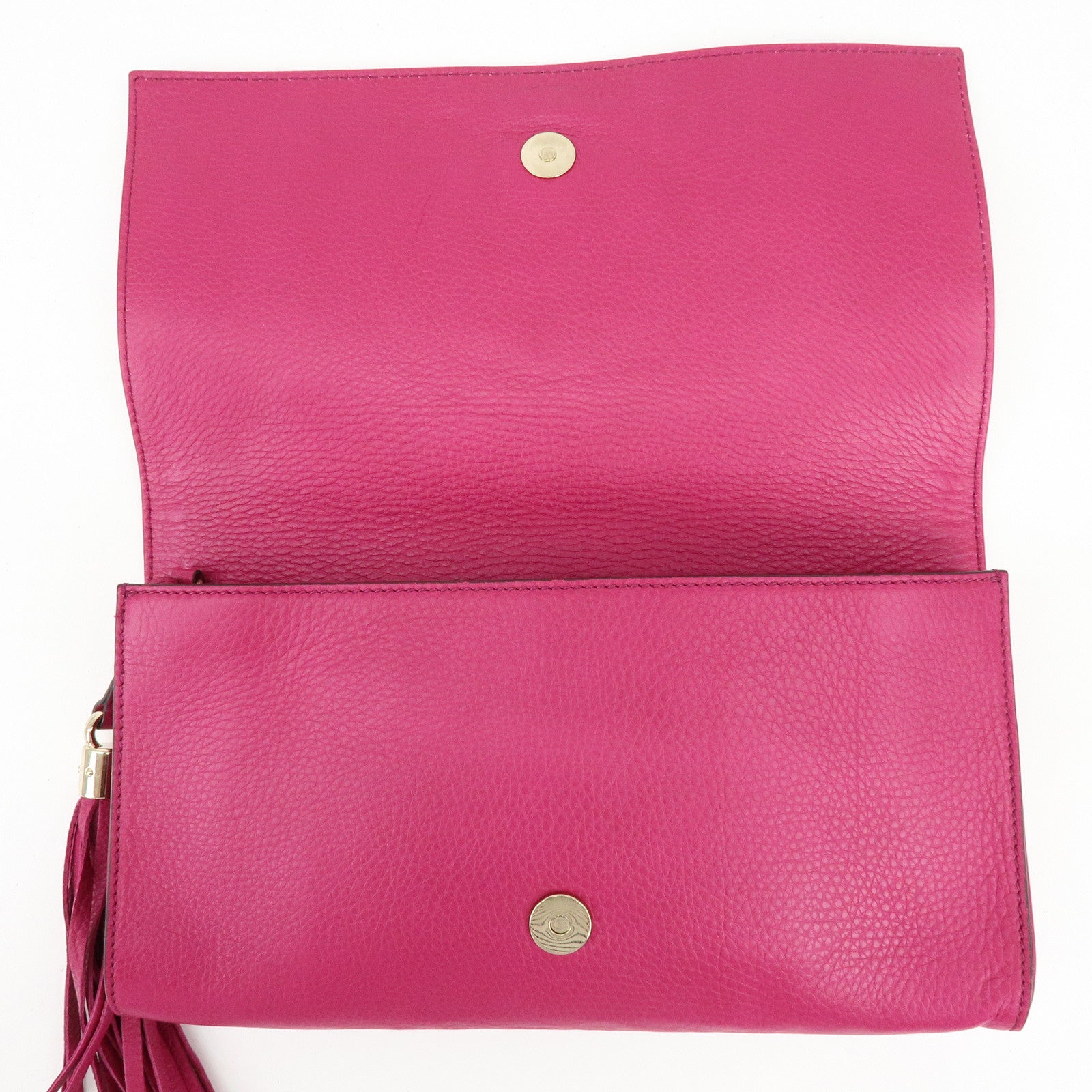 GUCCI SOHO Interlocking G Leather Tassel Clutch Bag Pink 336753