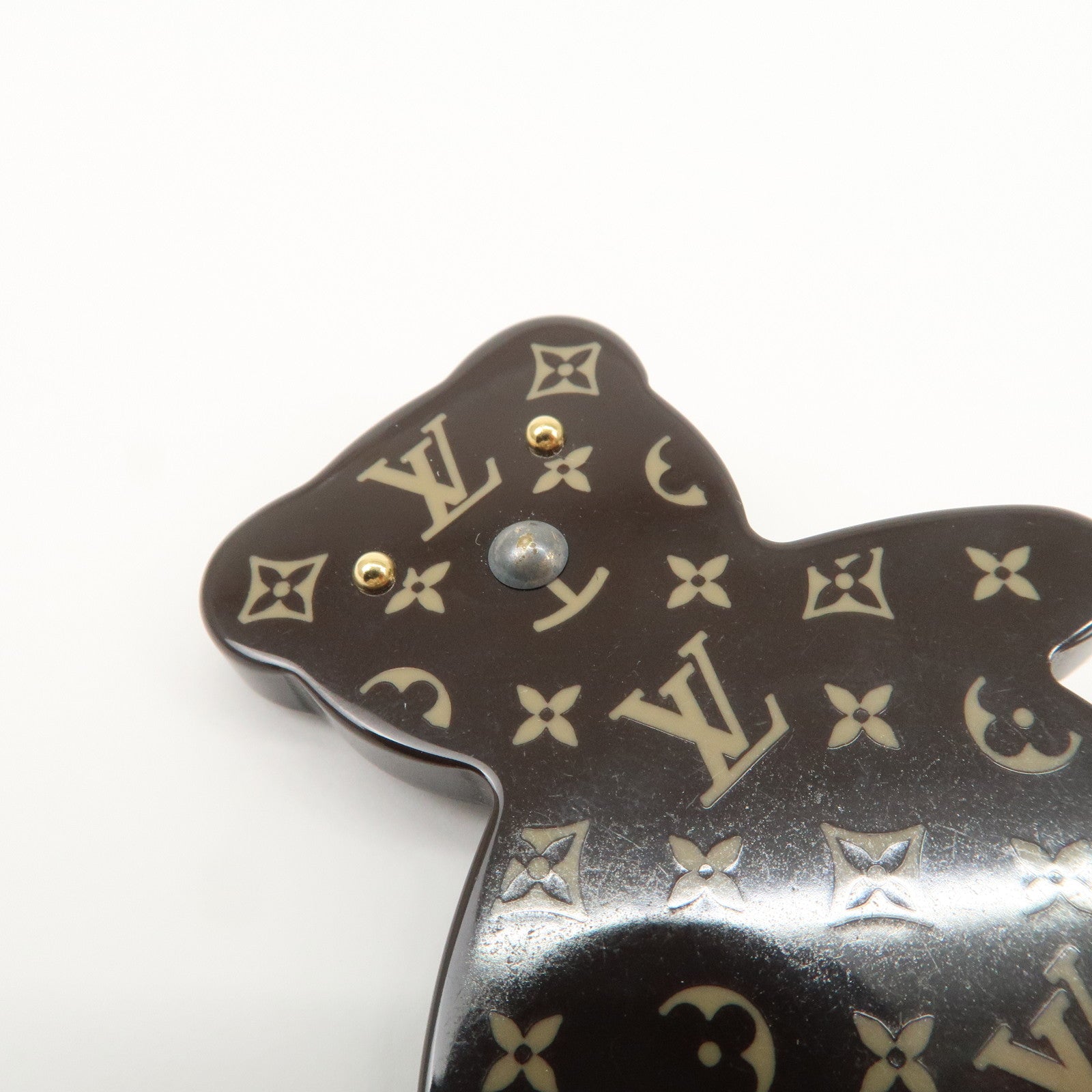 Louis Vuitton Monogram Damier Plastic Broche Nunnours Teddy Bear Brooch M64939 Used