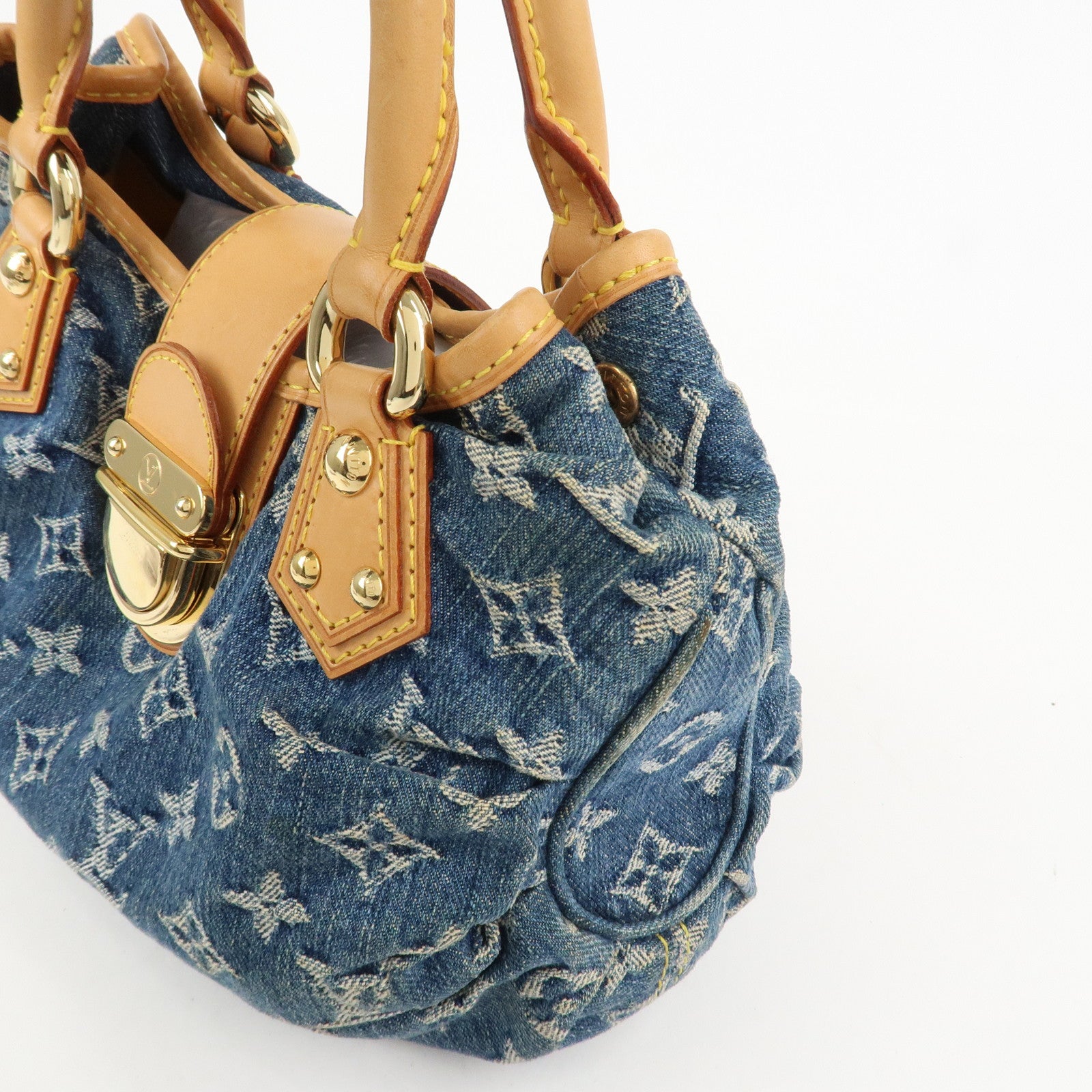 Louis Vuitton Monogram Denim Pleaty Hand Bag Blue M95020