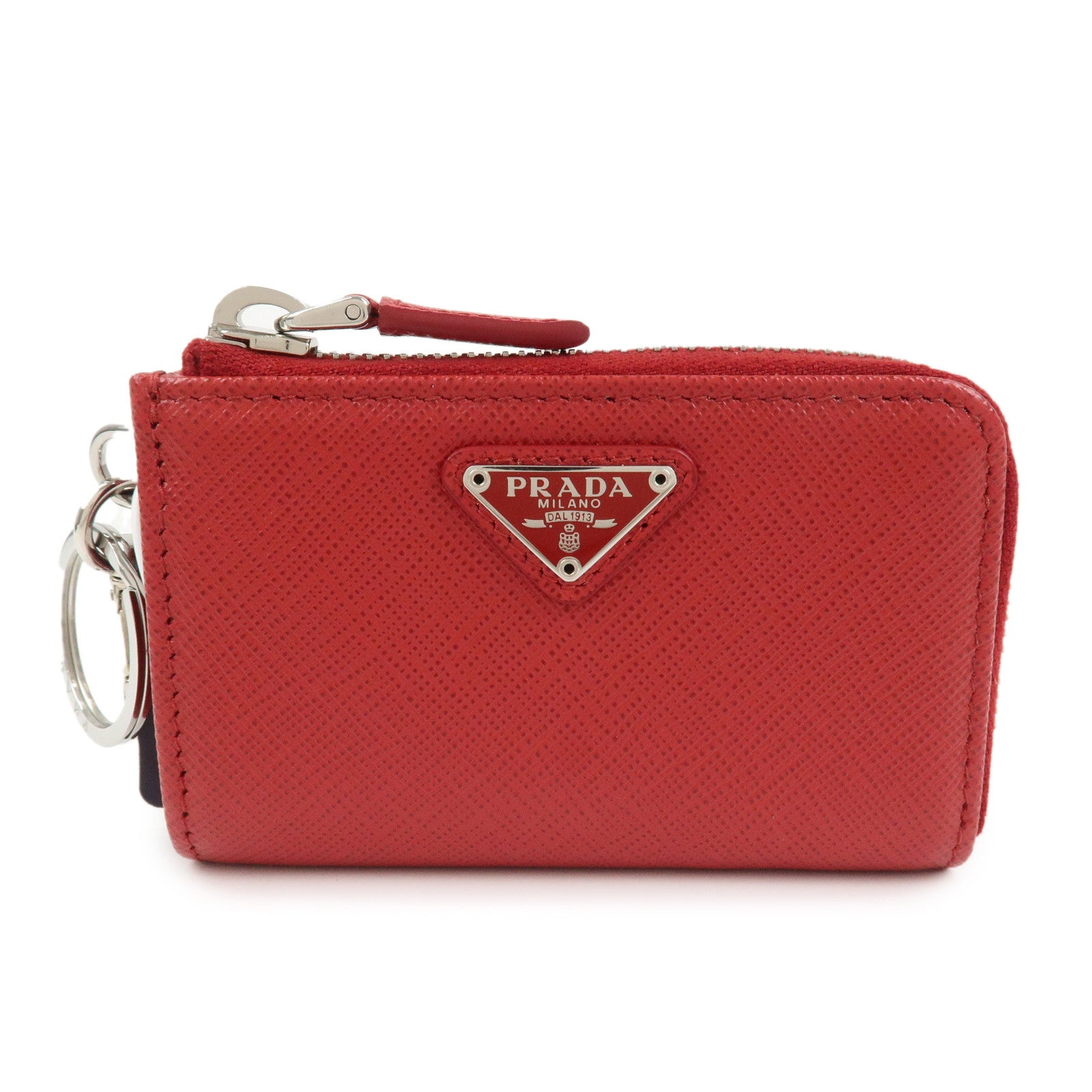 PRADA Saffiano Leather Triangle Logo Coin Case Coin Purse 2TT085