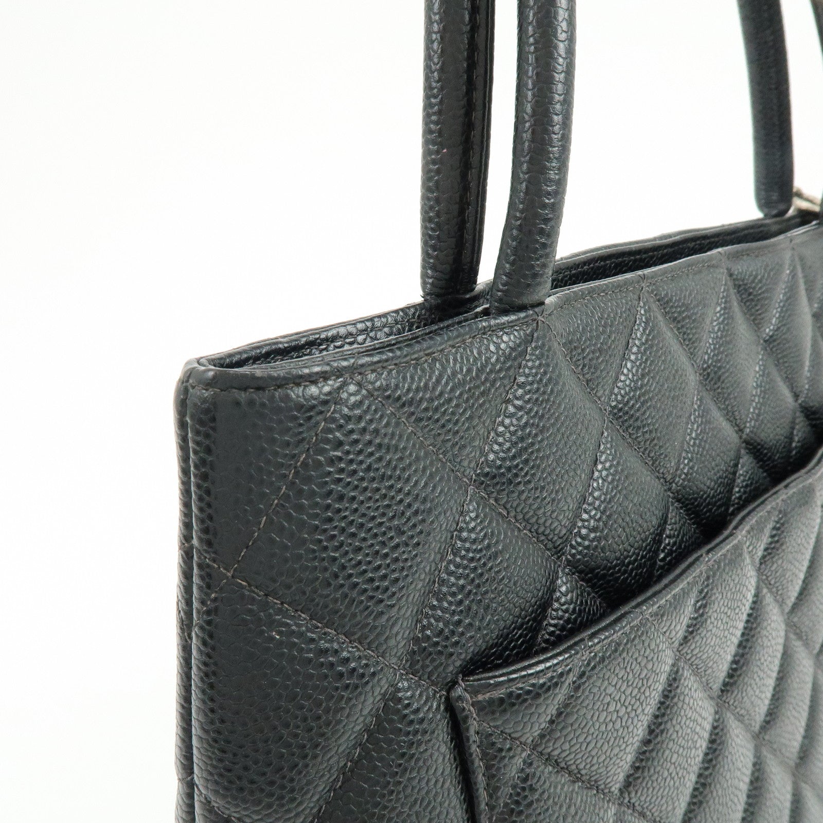 CHANEL Matelasse COCO Mark Medallion Tote Bag Hand Bag Black A01804